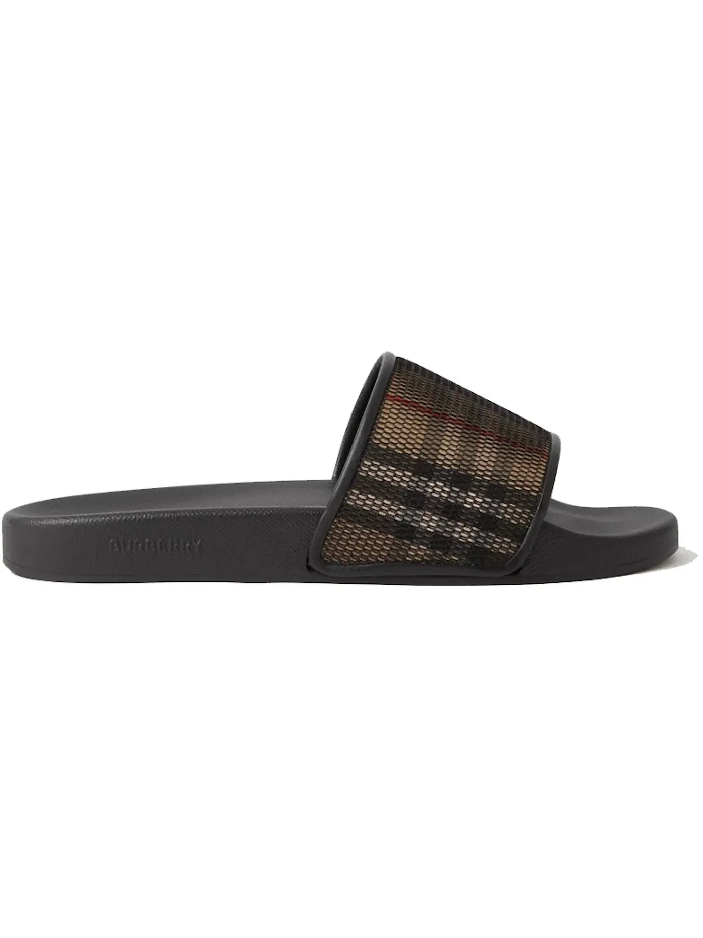 Мужские шлепанцы с принтом Burberry Check Cotton Mesh Slides Burberry — изображение 1 из 2, черный/бежевый/красный