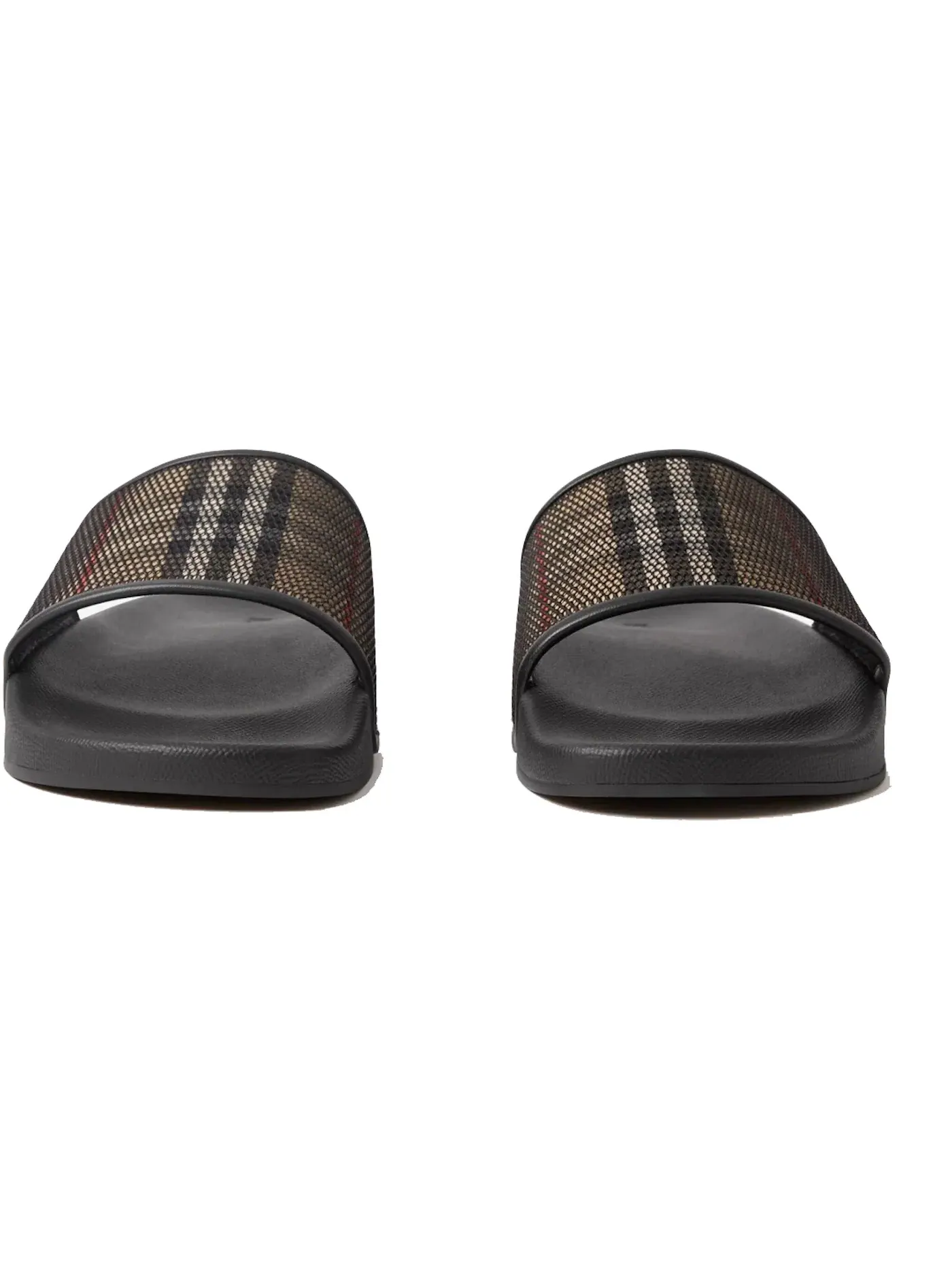 Мужские шлепанцы с принтом Burberry Check Cotton Mesh Slides Burberry — изображение 2 из 2, черный/бежевый/красный