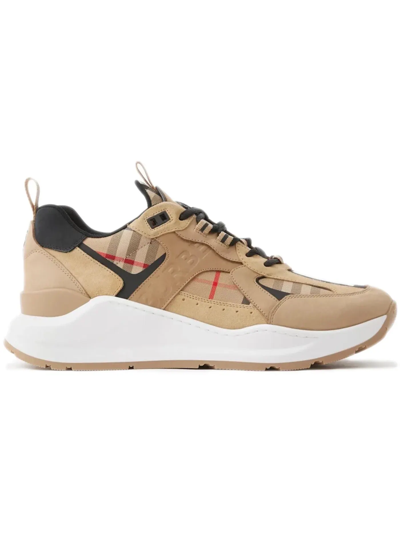Мужские кроссовки с клетчатым принтом Burberry Check Leather and Suede Sneaker Burberry — изображение 1 из 1, бежевый/черный