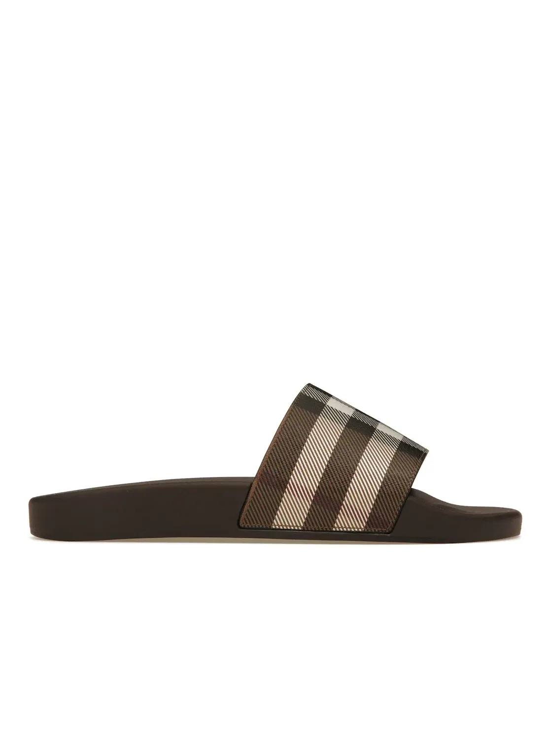 Мужские шлепанцы с принтом Burberry Check Print Slides Burberry — изображение 1 из 4, темный коричневый