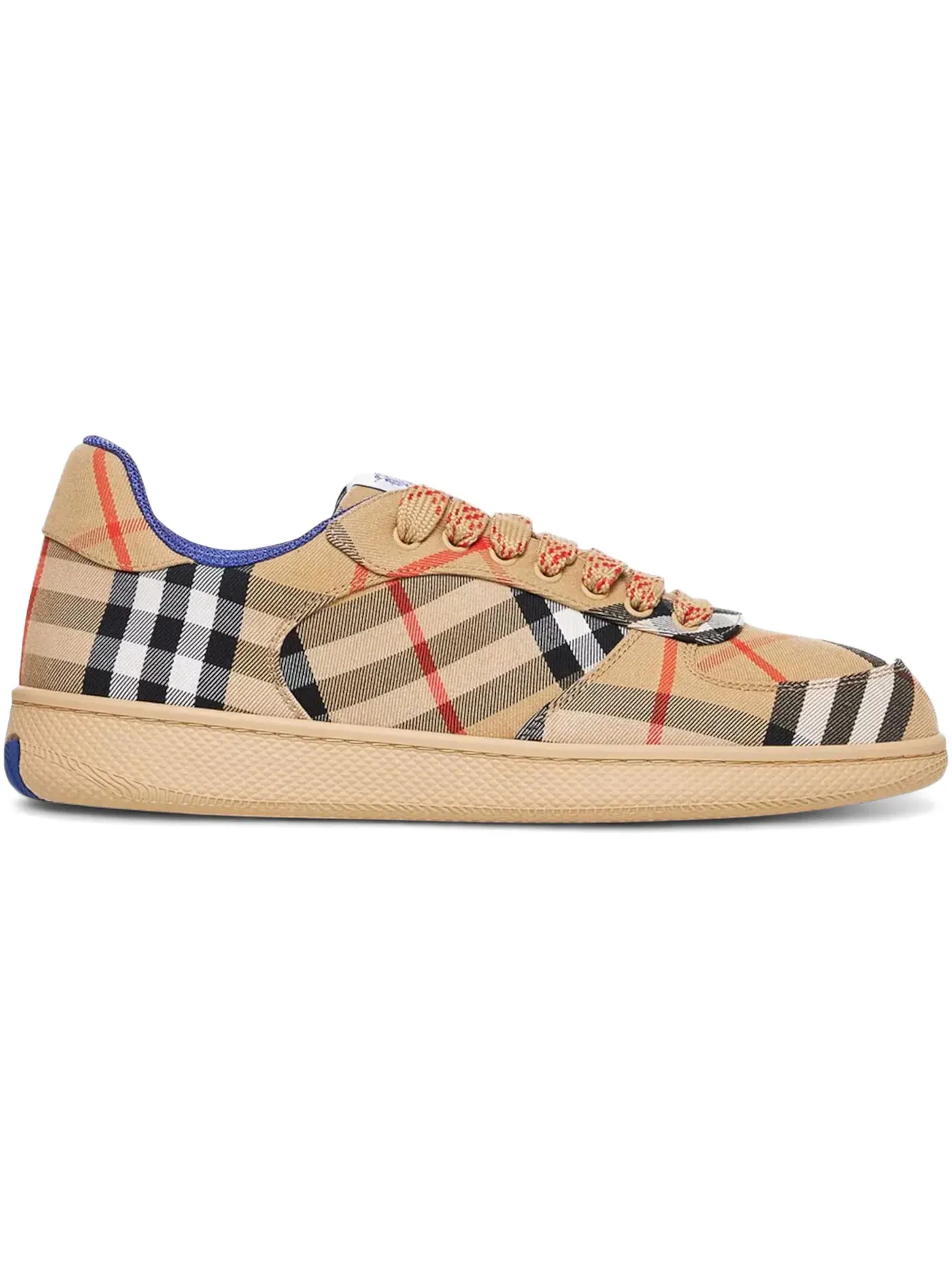 Мужские кеды из кожи с принтом Burberry Check Terrace Sneakers Burberry — изображение 1 из 1, песочный