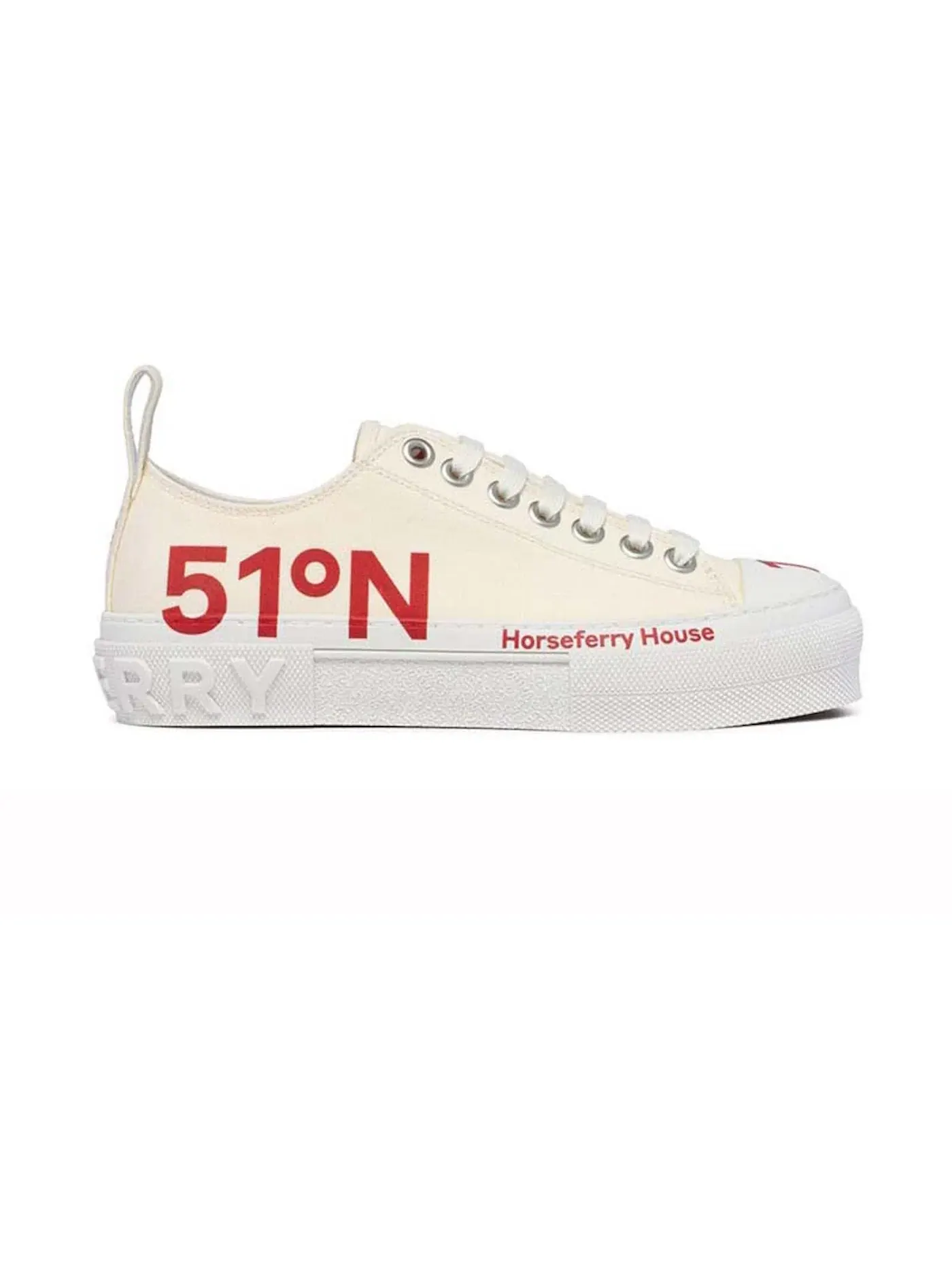 Мужские кроссовки с принтом Burberry Coordinates Printed Lace-Up Sneakers Burberry — изображение 1 из 3, белый/красный