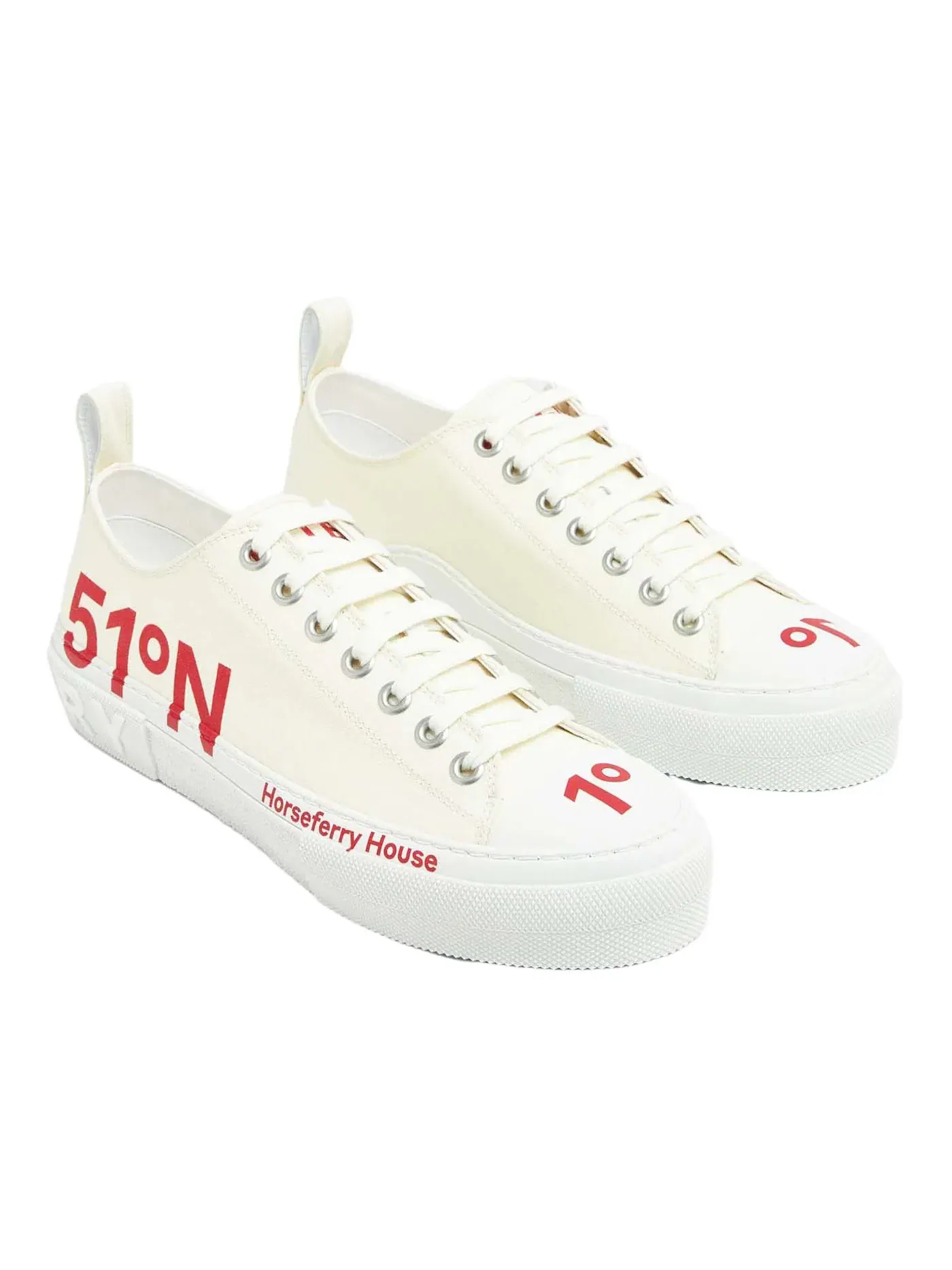 Мужские кроссовки с принтом Burberry Coordinates Printed Lace-Up Sneakers Burberry — изображение 2 из 3, белый/красный