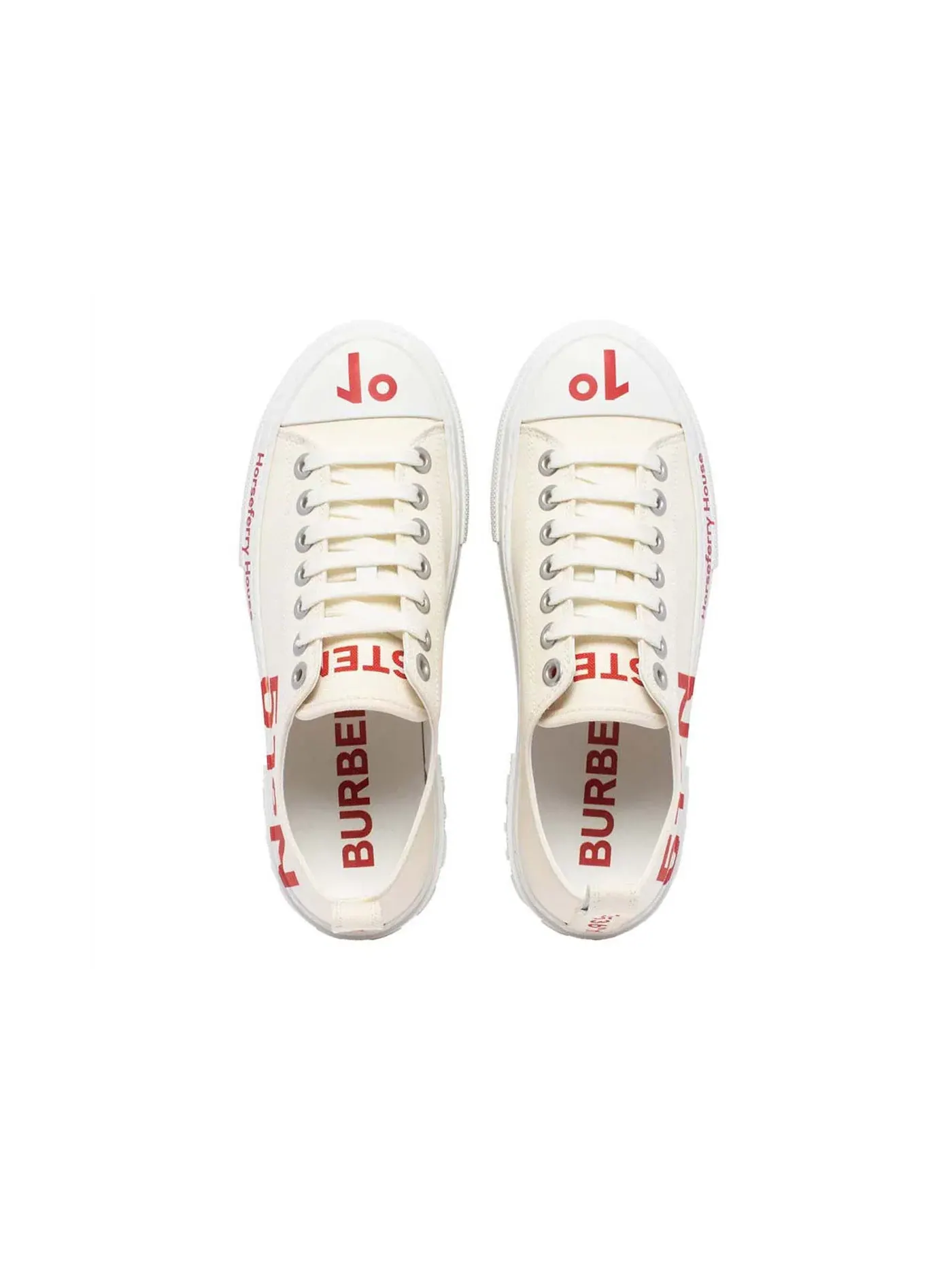 Мужские кроссовки с принтом Burberry Coordinates Printed Lace-Up Sneakers Burberry — изображение 3 из 3, белый/красный