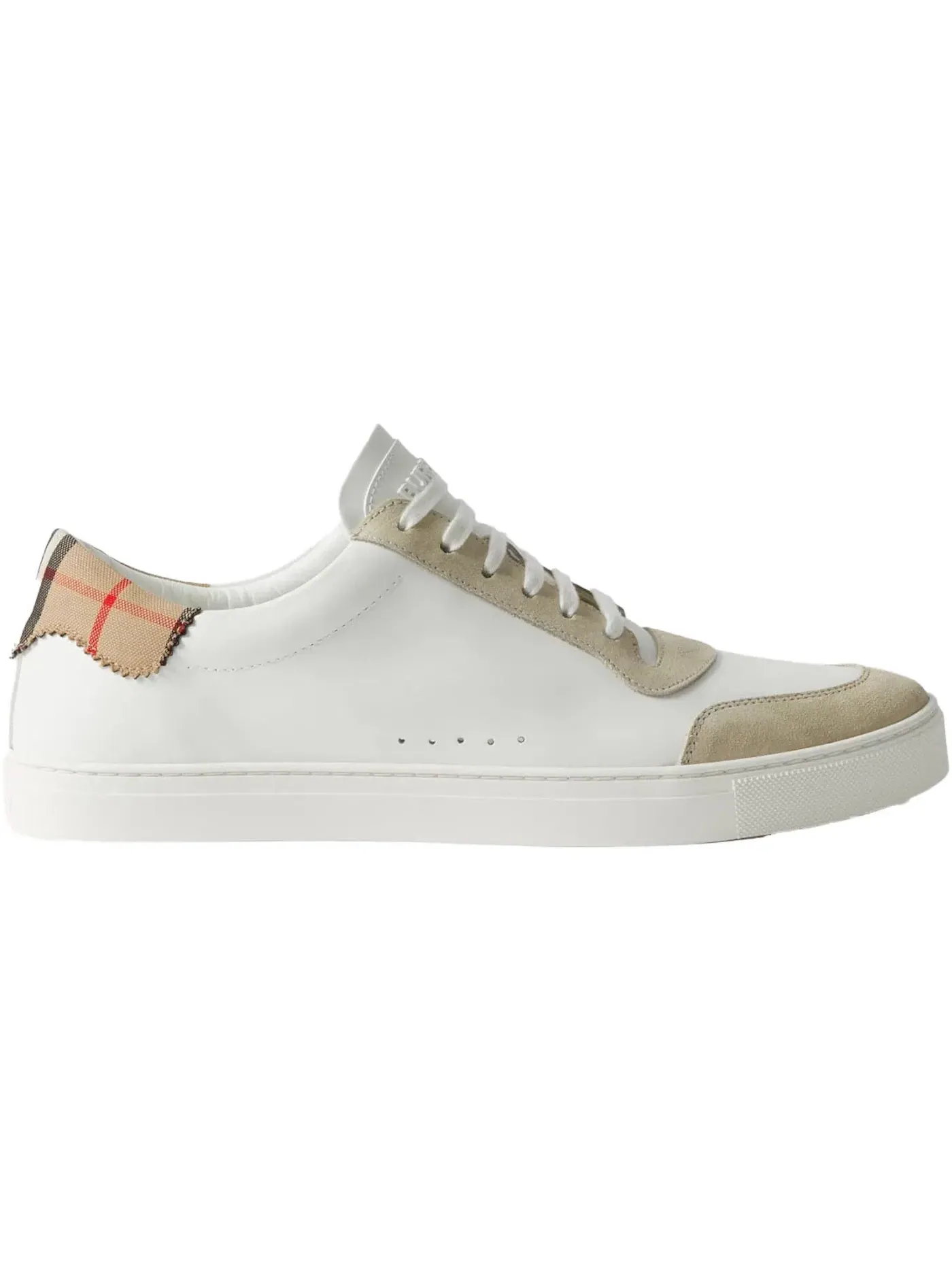 Мужские кеды из хлопка с принтом Burberry Cotton Check Sneakers Burberry — изображение 1 из 1, белый/бежевый