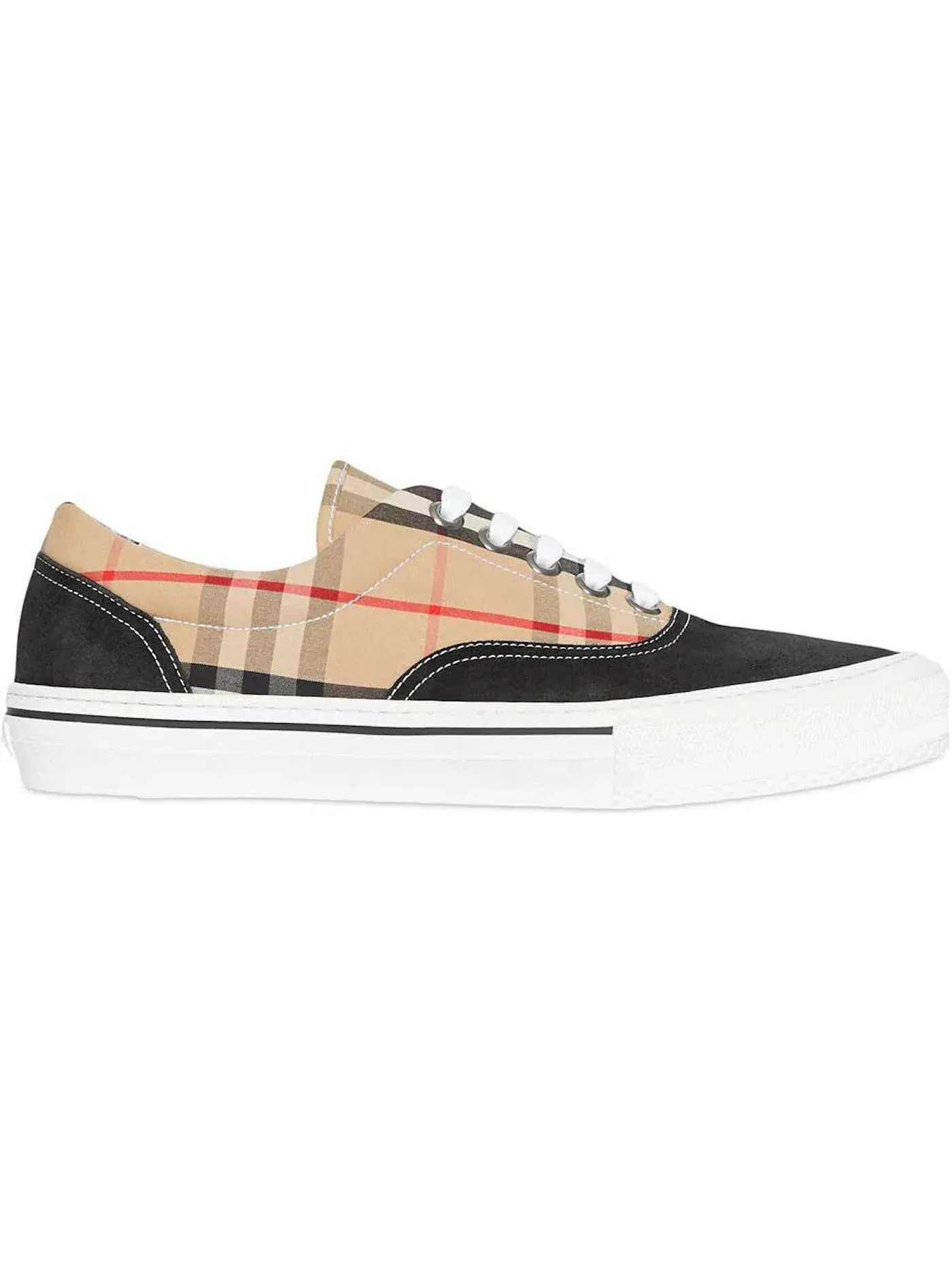 Мужские кроссовки с принтом Burberry Cotton Suede — изображение 1 из 1, бежевый/черный/белый