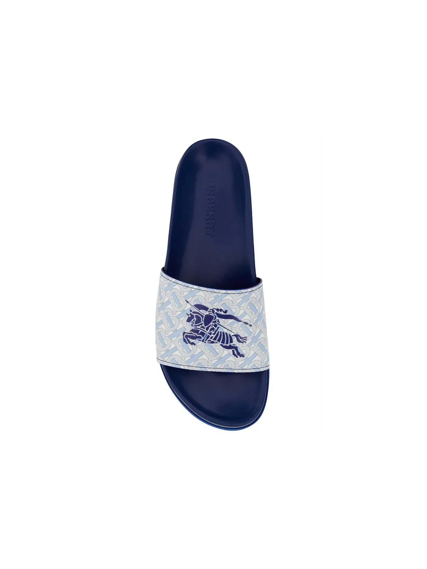 Мужские шлепанцы с принтом Burberry EKD Monogram-Print Leather Slides Burberry — изображение 2 из 2, синий