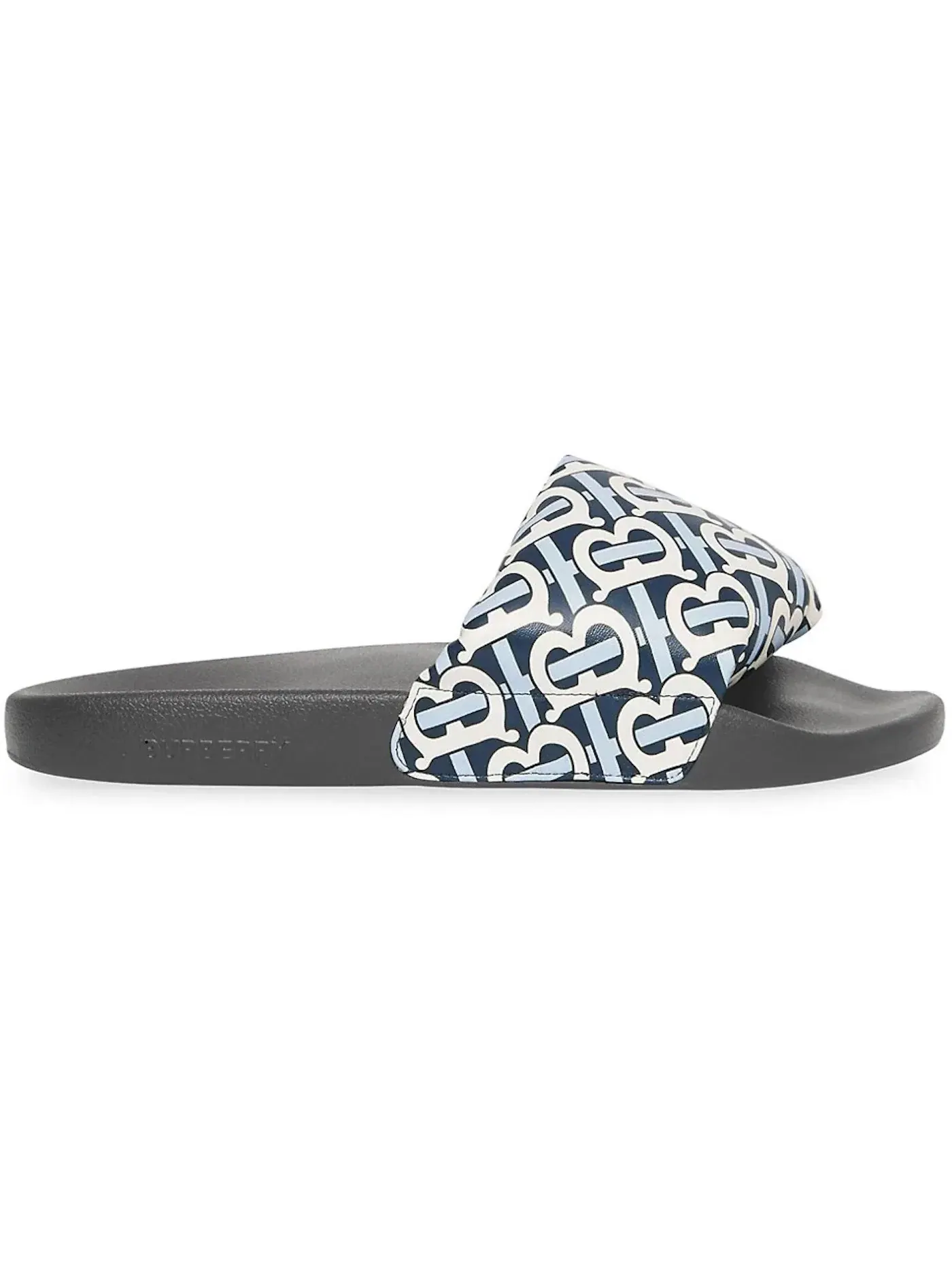 Женские шлепанцы с принтом Burberry Furley TB Flock Slides Burberry — изображение 1 из 1, белый/темно-синий/черный