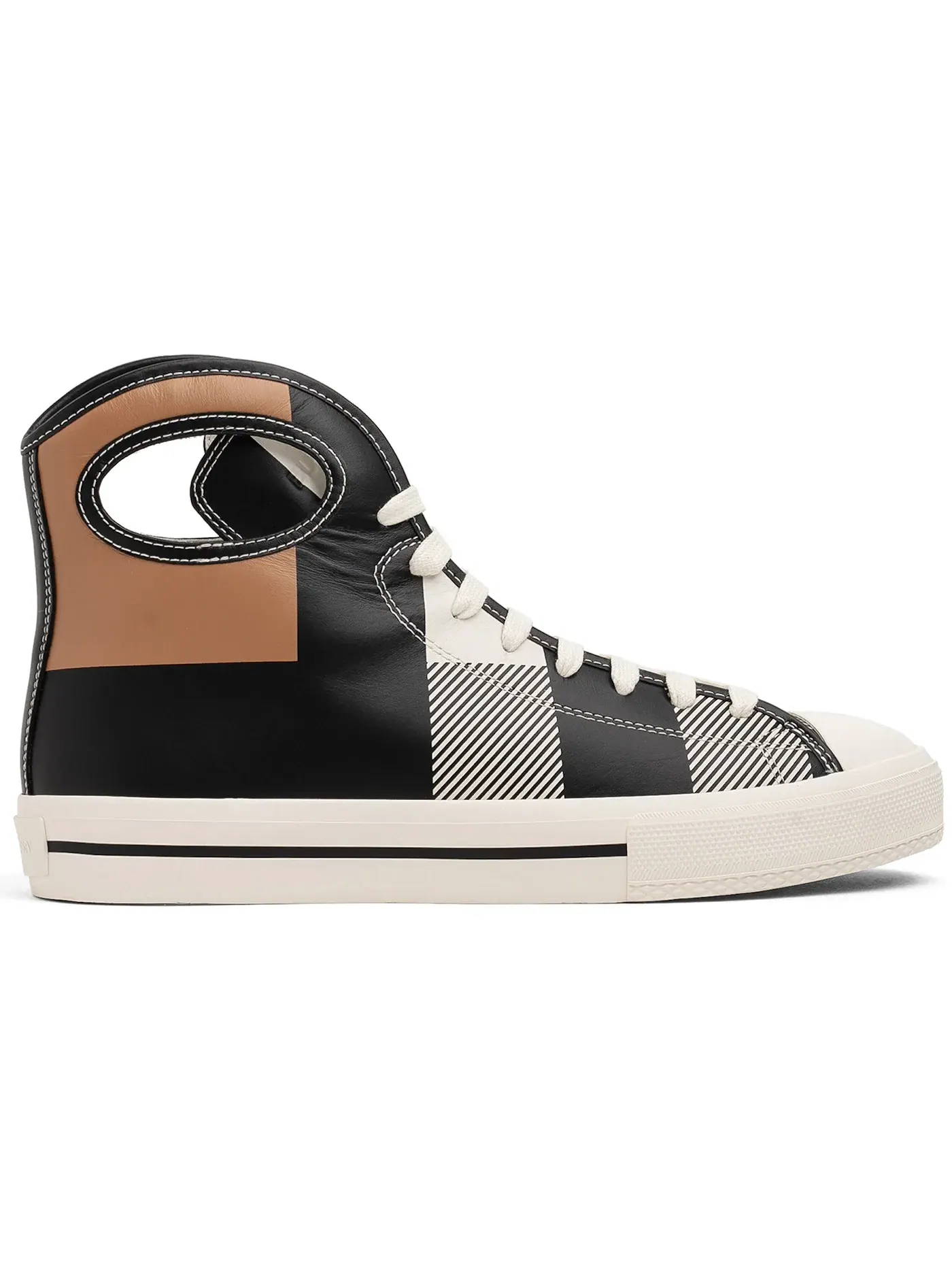 Мужские высокие кеды с принтом Burberry Larkhall High-Top Sneakers Burberry — изображение 1 из 1, черный/коричневый/белый