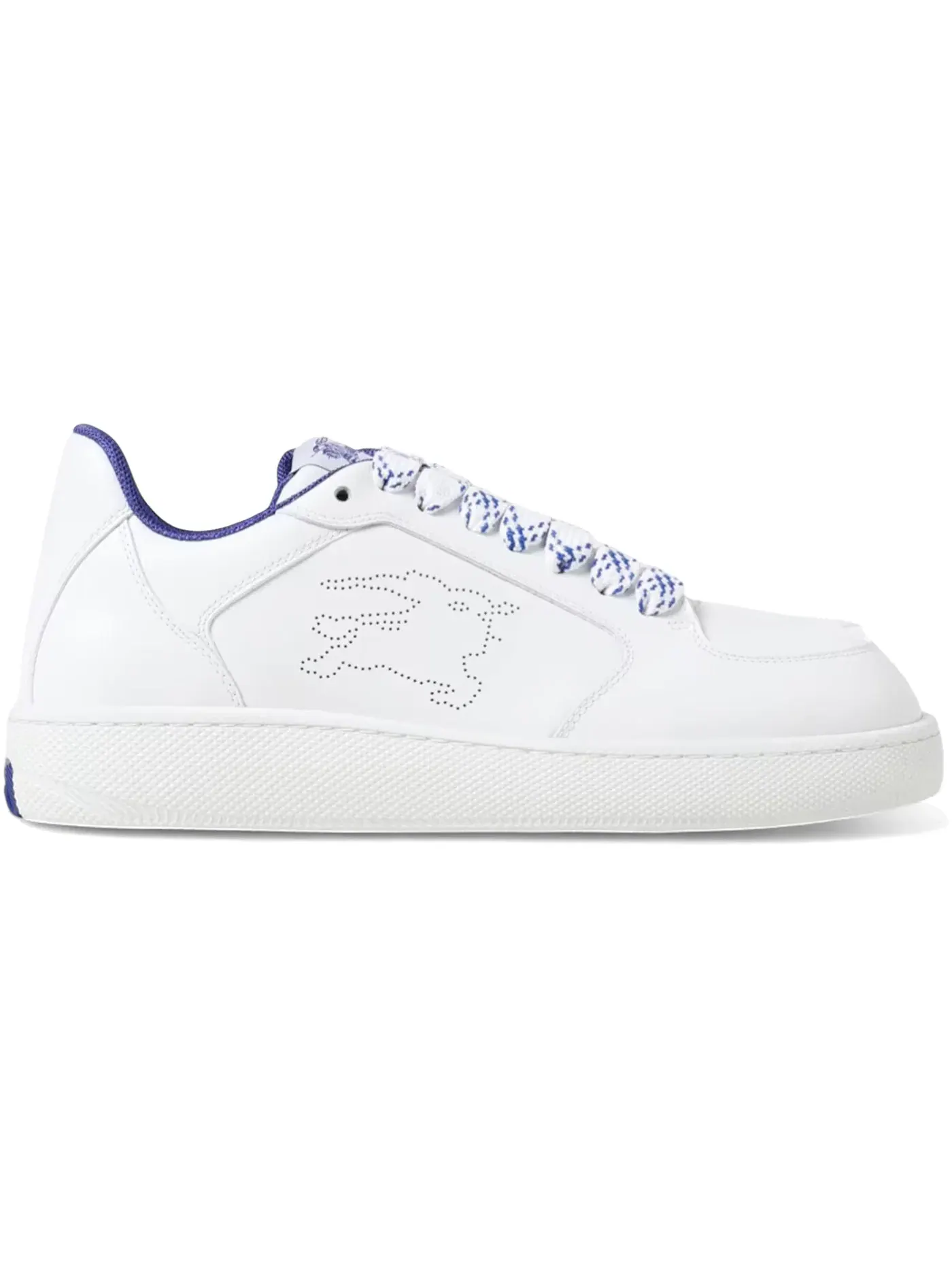 Мужские кроссовки кожаные Burberry Leather EKD Logo Low-Top Sneakers Burberry — изображение 1 из 1, белый синий