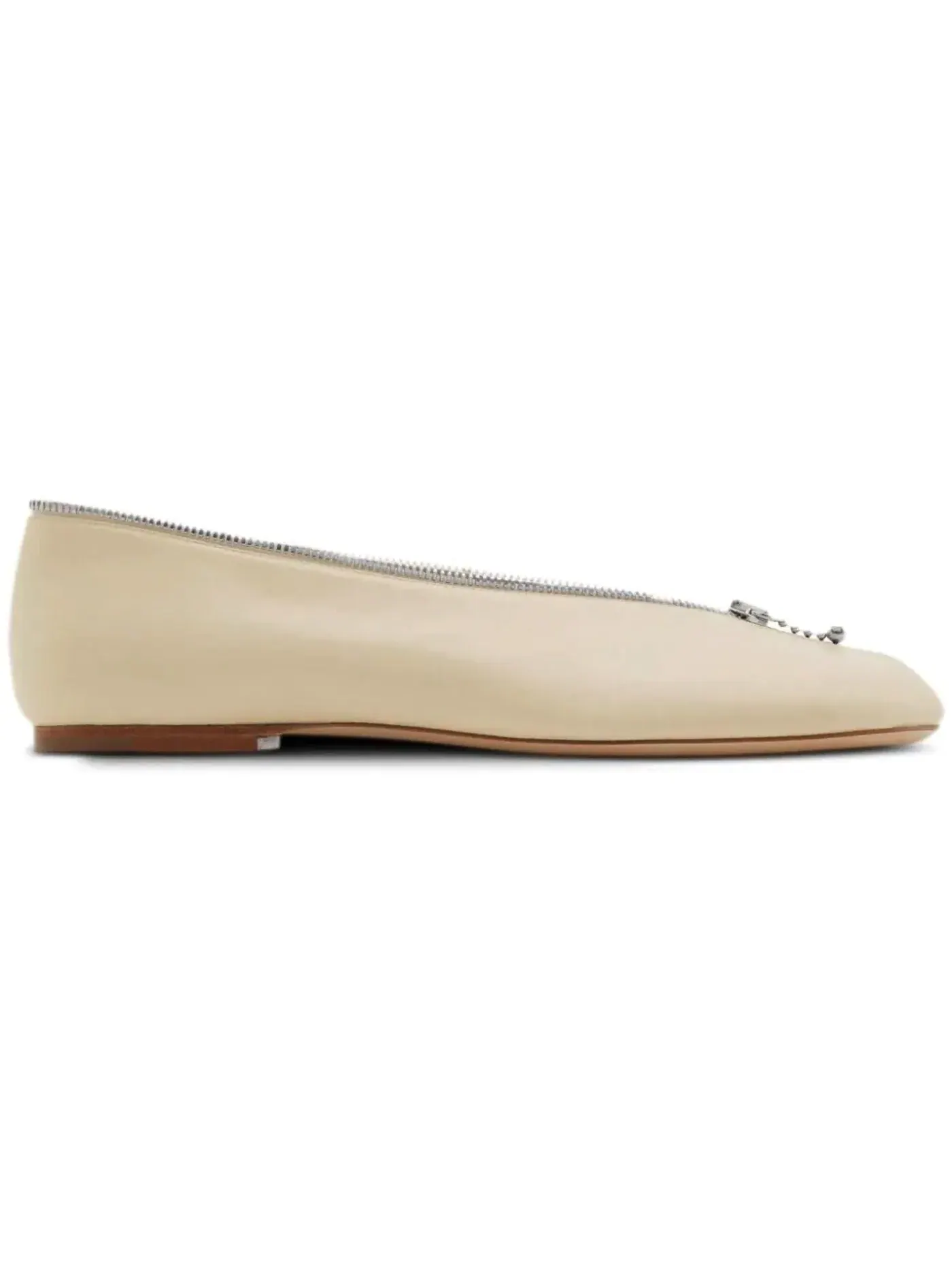 Женские балетки с принтом Burberry Burberry Leather Sadler Zip Ballerinas Burberry, Soap — изображение 1 из 2