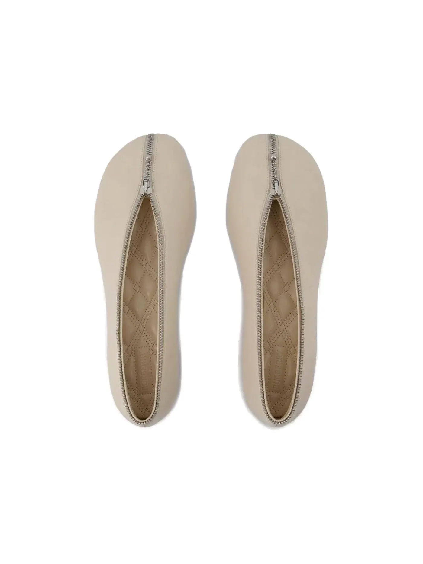 Женские балетки с принтом Burberry Burberry Leather Sadler Zip Ballerinas Burberry, Soap — изображение 2 из 2