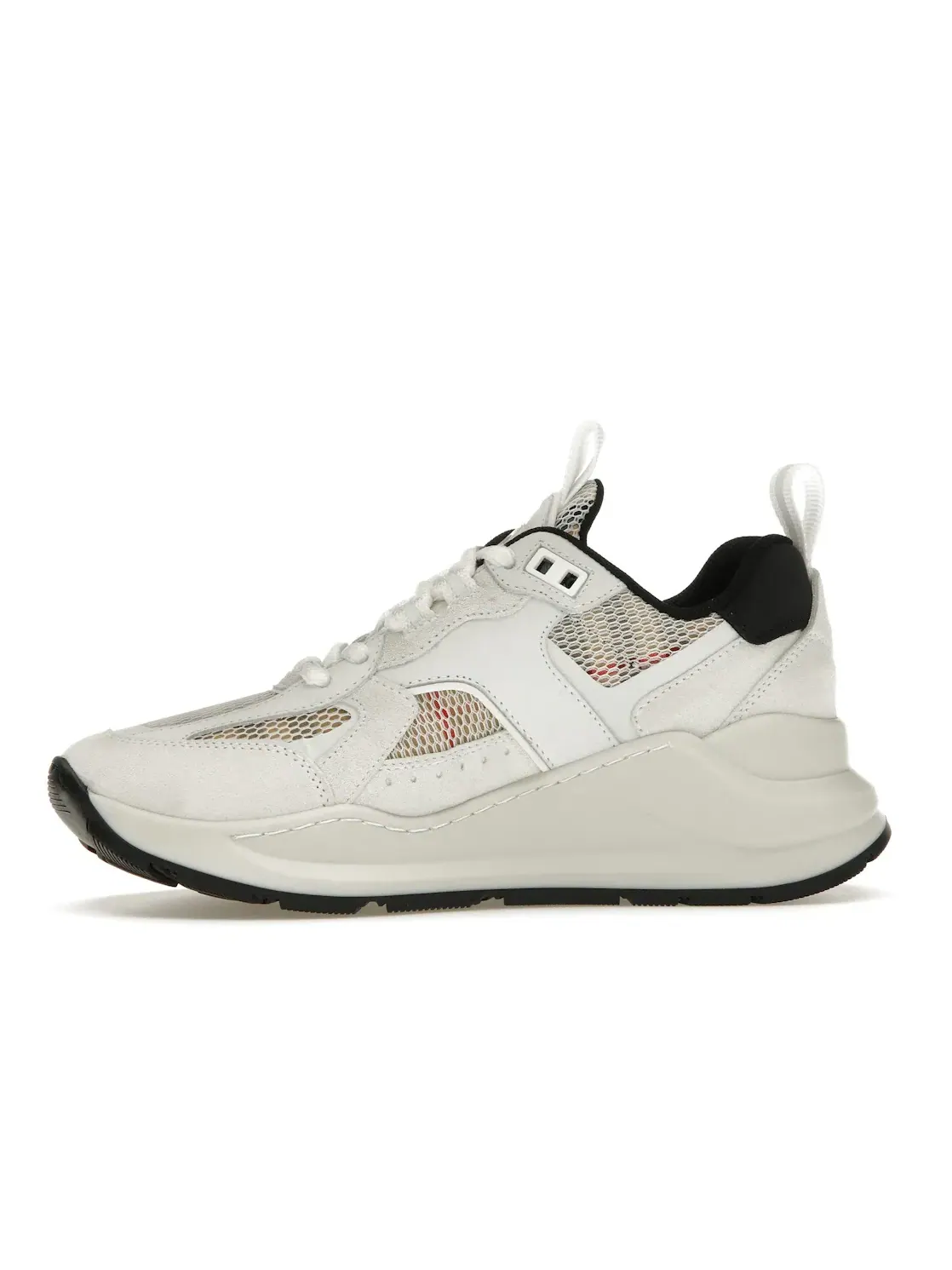 Женские кроссовки с принтом Burberry Logo Print Leather, Suede and Check Mesh Sneakers Burberry — изображение 3 из 4