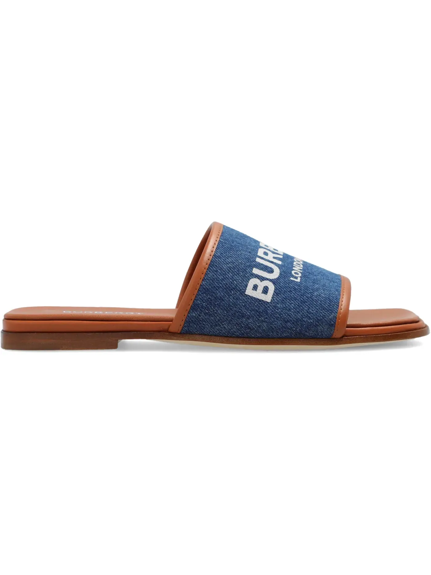 Женские сандалии-слайды с принтом Burberry Logo Print Slipper Sandals Burberry — изображение 1 из 1, бежевый/джинсовый синий