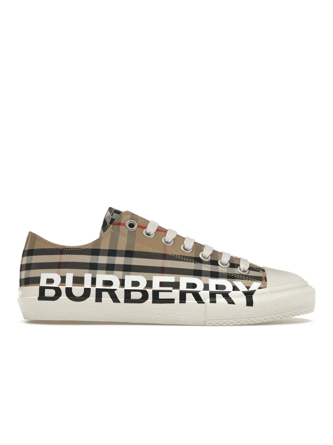 Мужские кеды с принтом Burberry Logo Print Burberry — изображение 1 из 4, бежевый/черный/белый