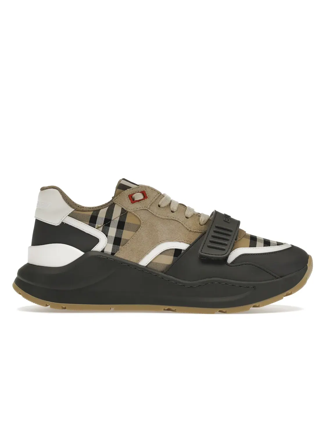 Мужские кроссовки из замши и кожи с принтом Burberry Ramsey Vintage Check Suede Leather Sneakers Burberry, серый бежевый