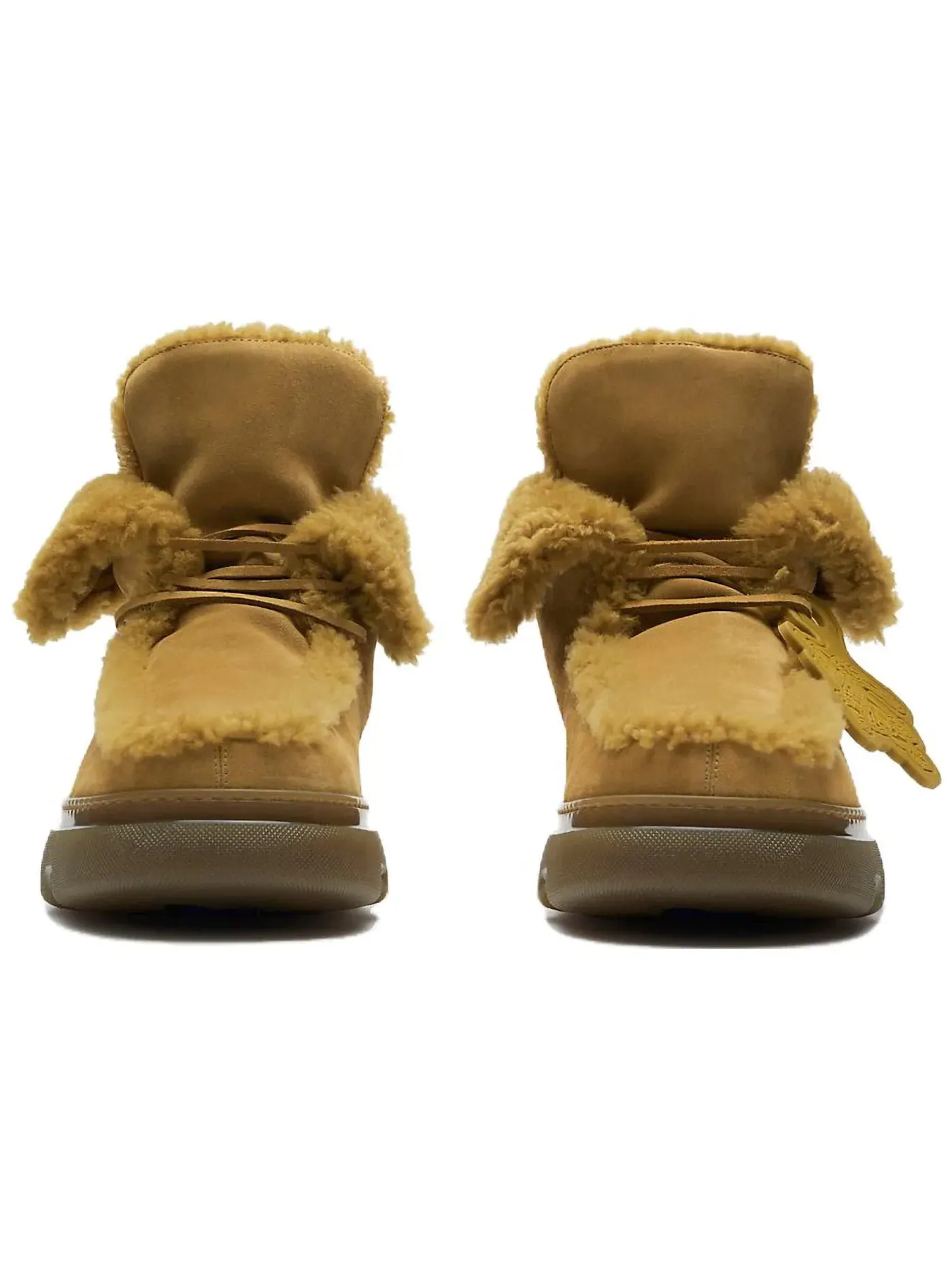 Мужские ботинки на платформе Burberry Shearling Embellished Suede Creeper Boot — изображение 2 из 2, желтый