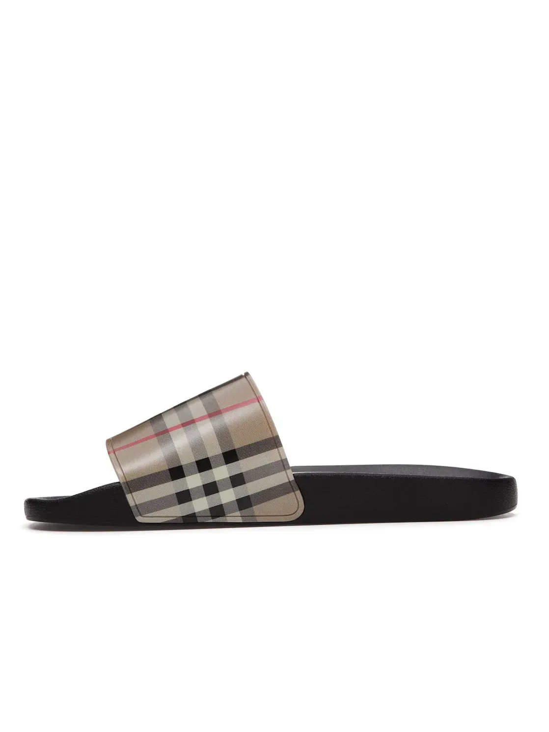 Мужские шлепанцы с принтом Burberry Furley Check Slides Burberry — изображение 3 из 4, бежевый/черный/красный