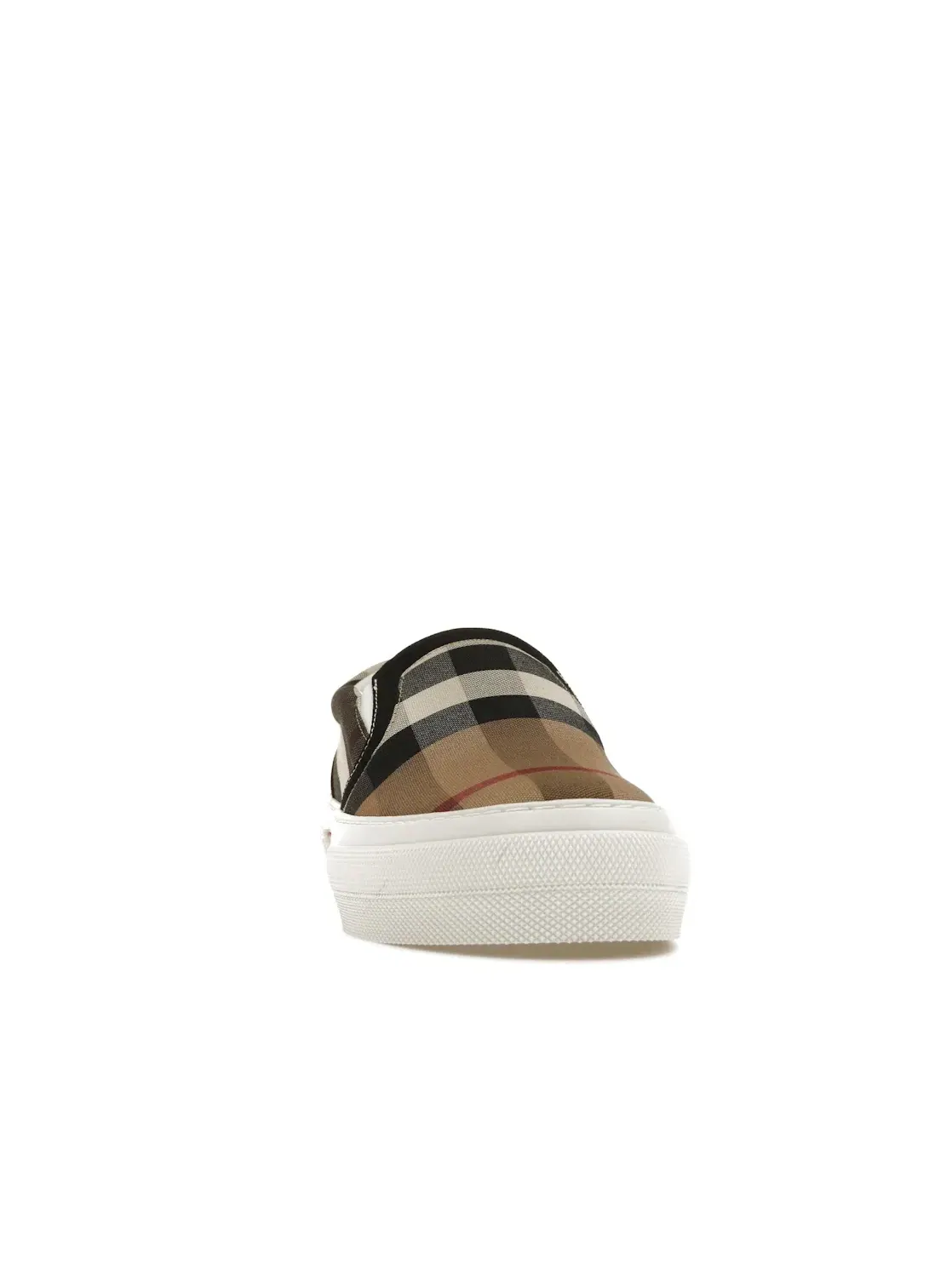 Мужские кеды без шнуровки Exaggerated Check Burberry — изображение 2 из 4, коричневый/белый