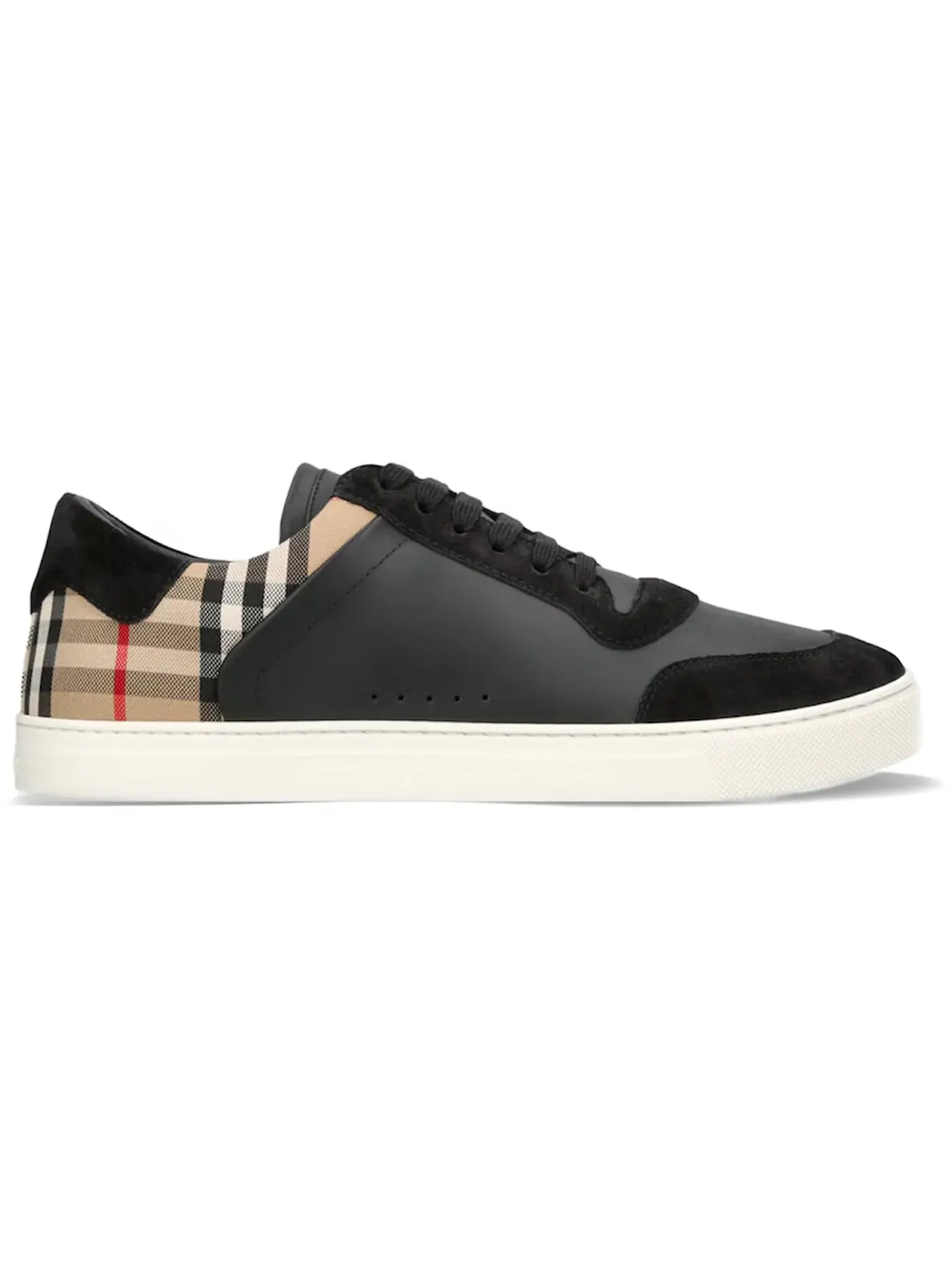 Мужские кеды с клетчатым принтом Burberry Stevie Check Sneakers — изображение 1 из 1, черный/бежевый