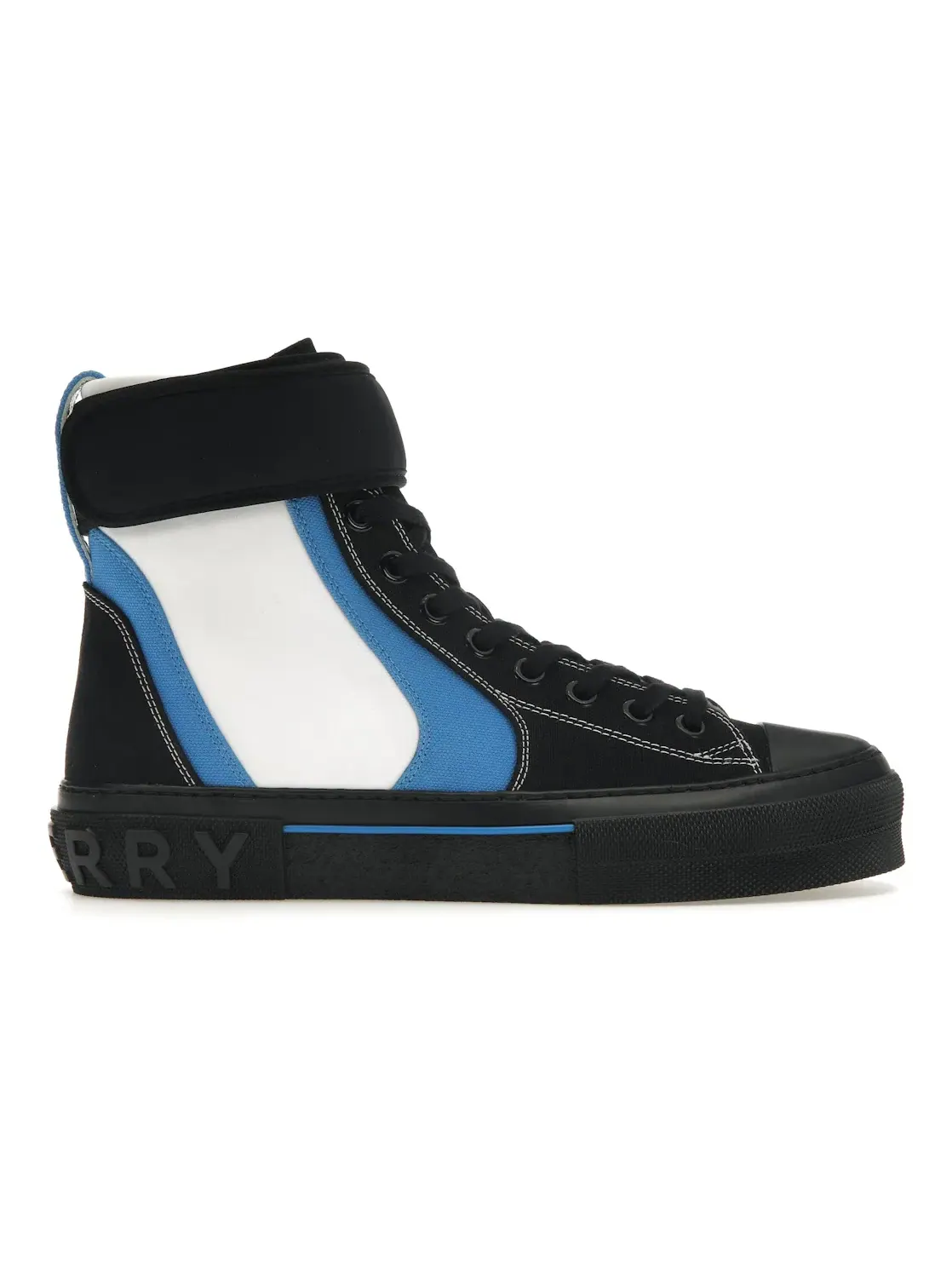 Мужские кроссовки высокие на шнуровке Burberry Sub High-Top Laced-Up Trainer — изображение 1 из 4, черный/синий/белый
