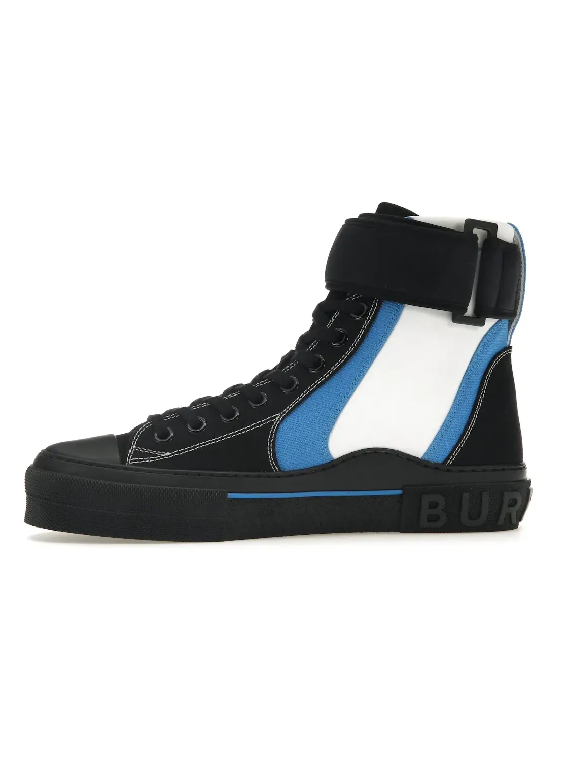 Мужские кроссовки высокие на шнуровке Burberry Sub High-Top Laced-Up Trainer — изображение 3 из 4, черный/синий/белый