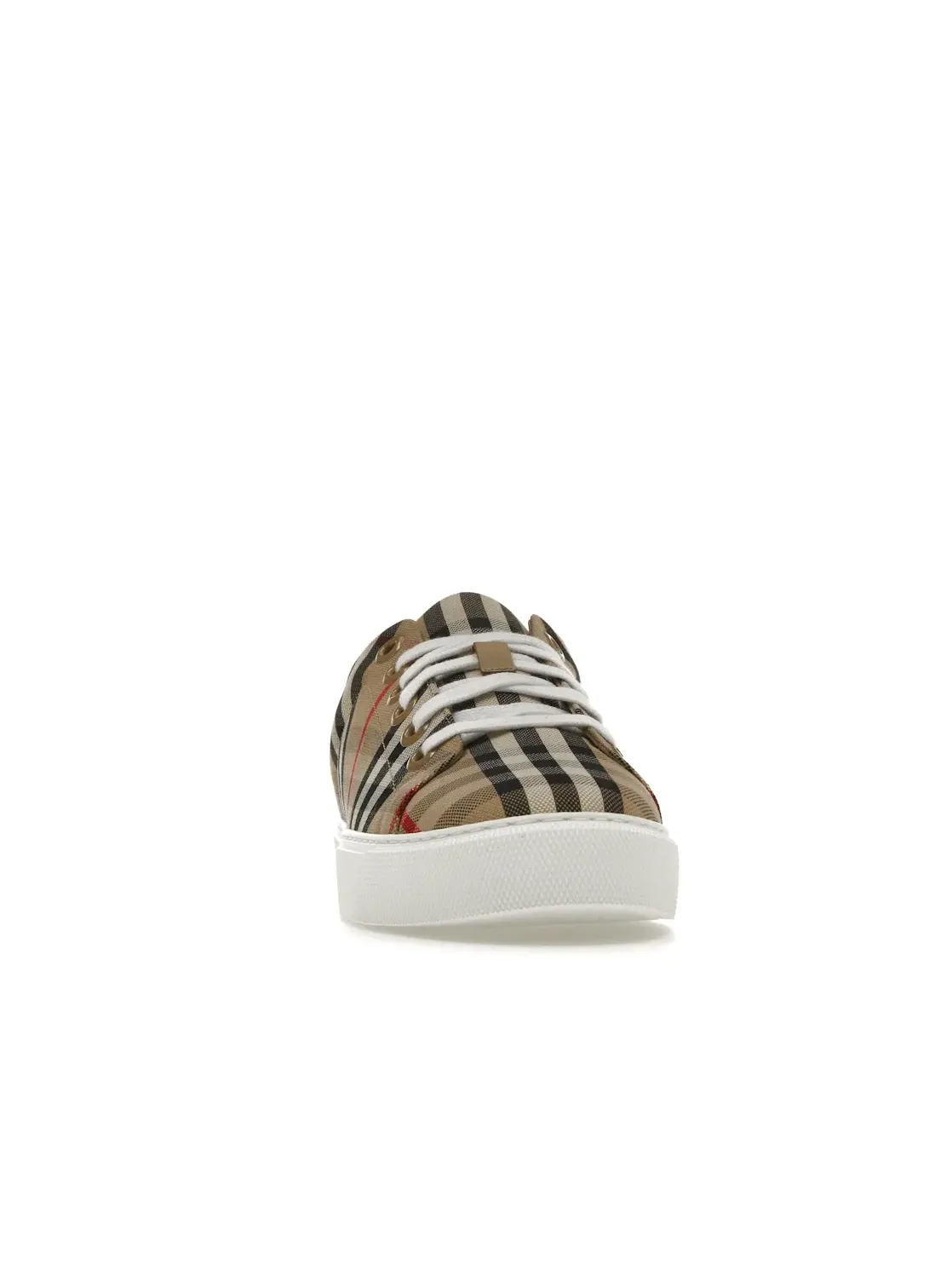 Женские кроссовки с принтом Burberry Vintage Check and Leather Sneakers Burberry — изображение 2 из 4, бежевый/белый