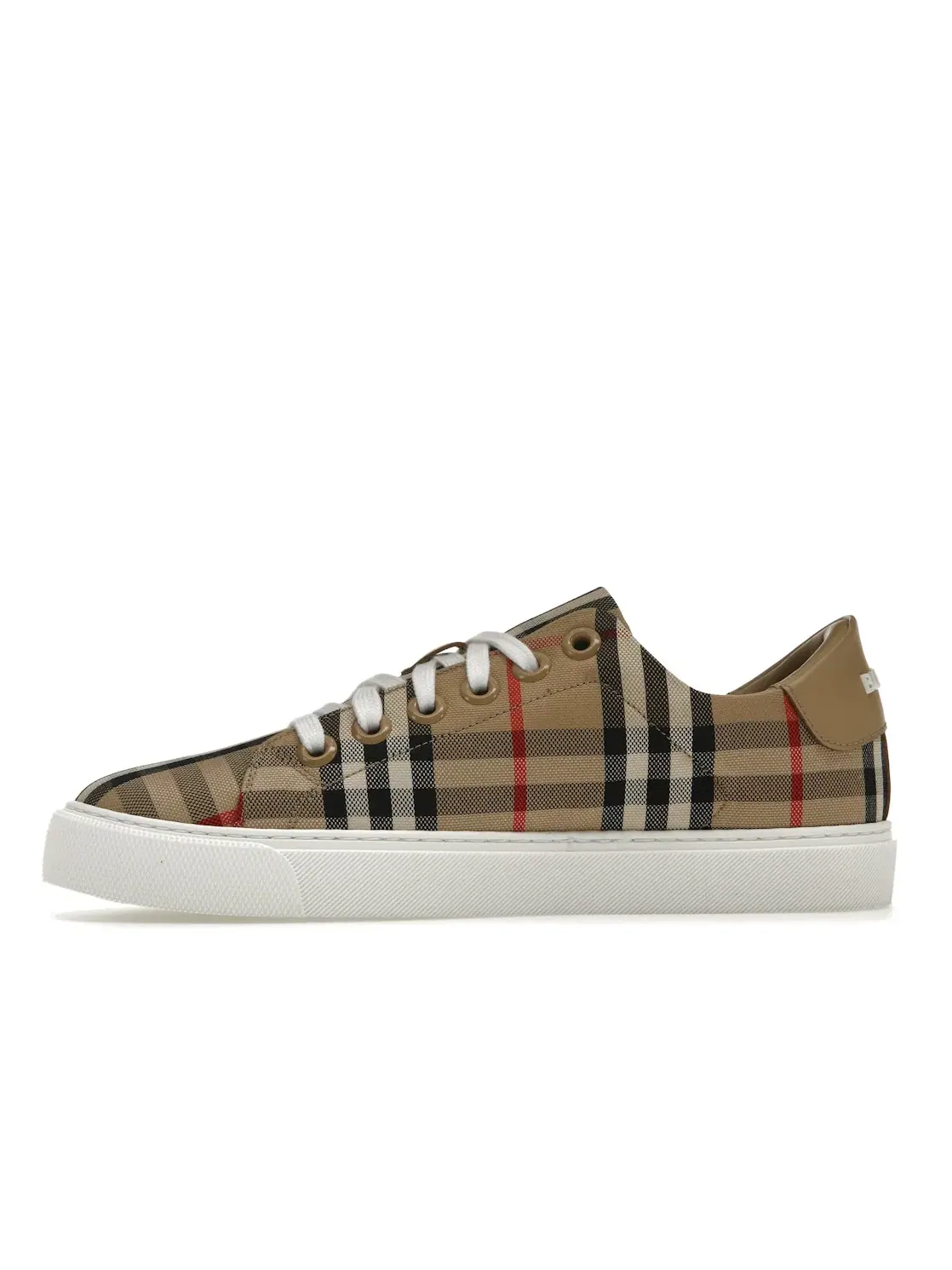 Женские кроссовки с принтом Burberry Vintage Check and Leather Sneakers Burberry — изображение 3 из 4, бежевый/белый