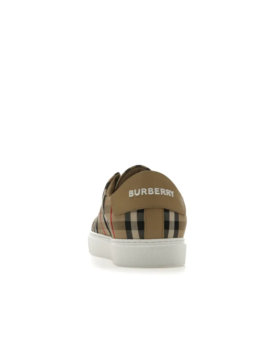 Женские кроссовки с принтом Burberry Vintage Check and Leather Sneakers Burberry — изображение 4 из 4, бежевый/белый