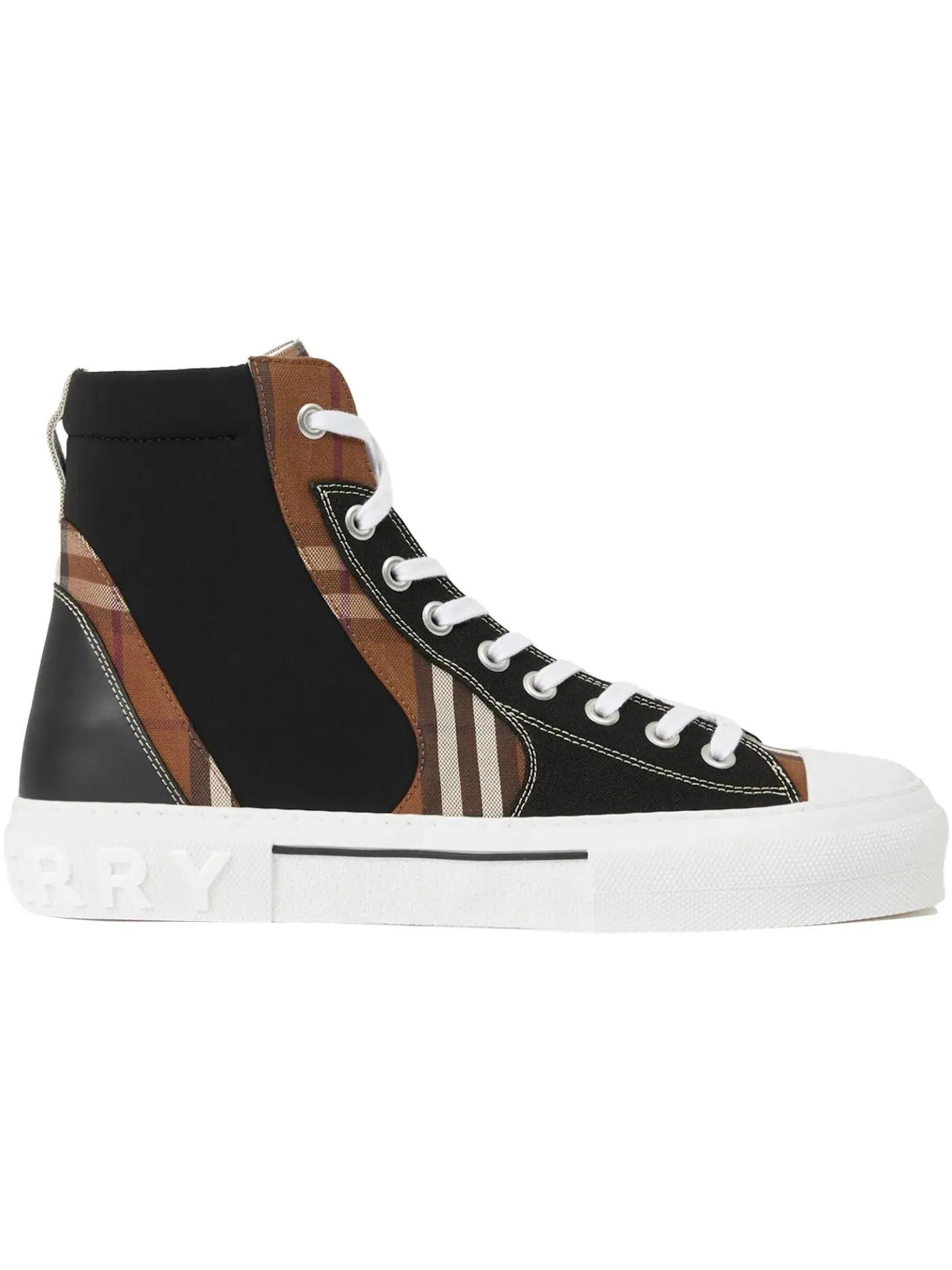 Мужские кроссовки высокие с принтом Burberry Vintage Check High Top Burberry — изображение 1 из 1, коричневый/черный