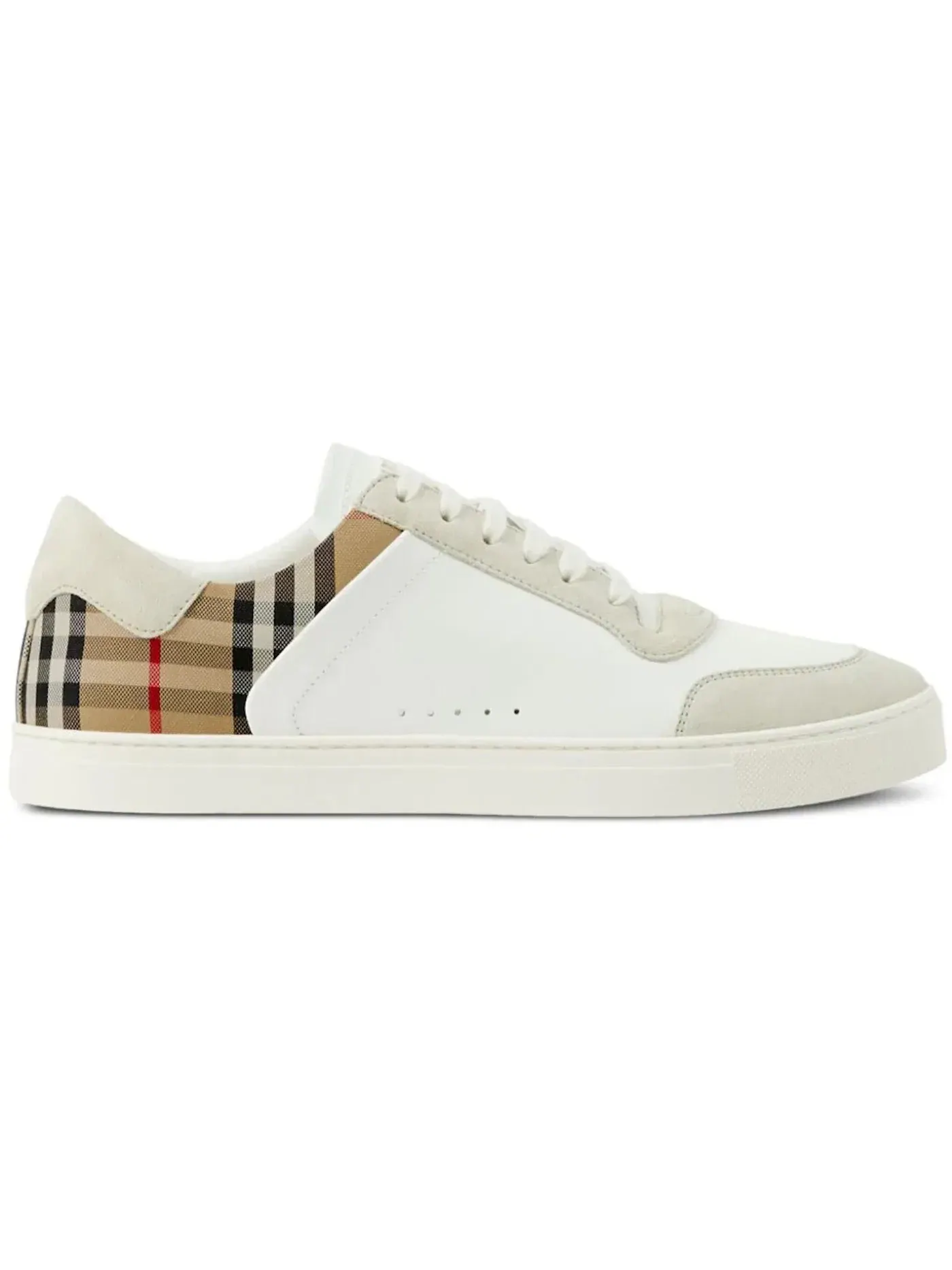Мужские кроссовки с принтом Burberry Vintage Check Panelled Burberry — изображение 1 из 1, белый/бежевый