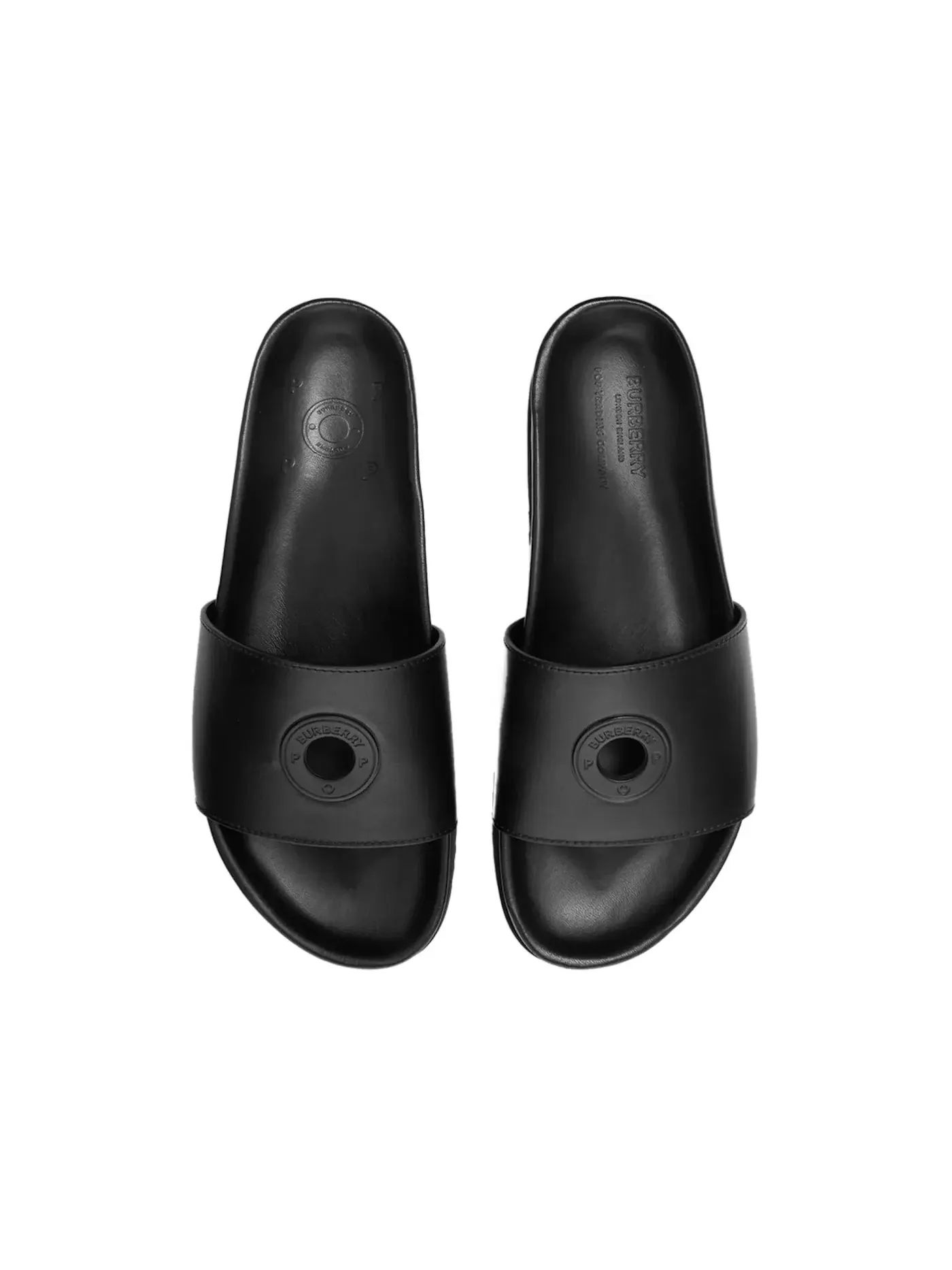 Мужские сандалии-слайды из кожи Burberry x Pop Trading Company Melroy Leather Slide — изображение 2 из 2, черный
