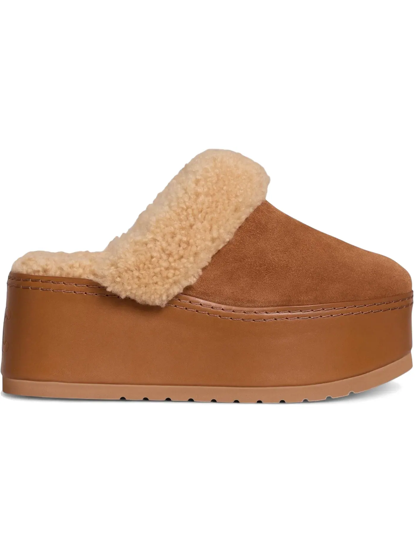 Женские сандалии-сабо с мехом Celine Dana Wedge Mule — изображение 1 из 1, коричневый