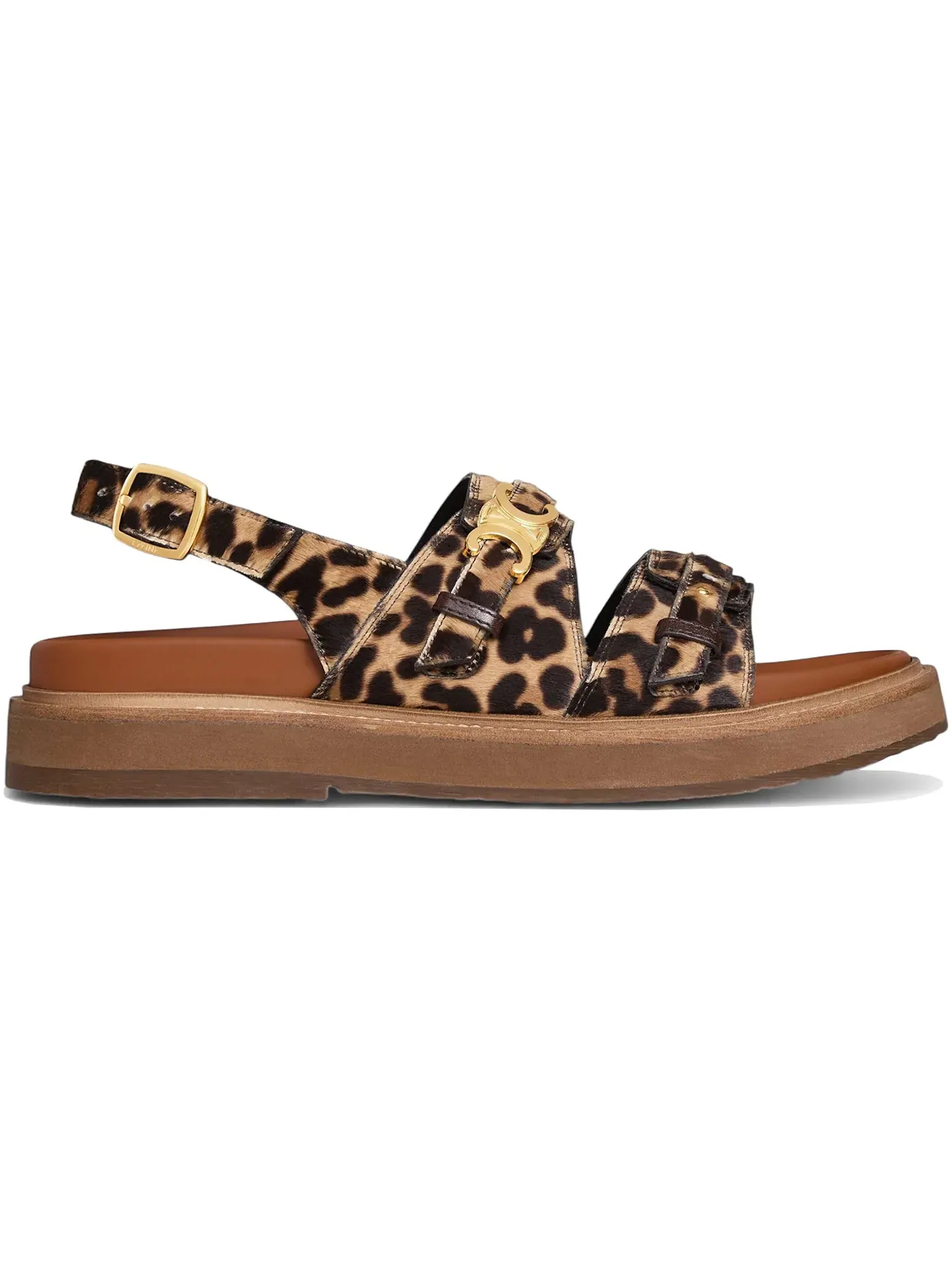 Женские сандалии с принтом леопарда Celine Tippi Triomphe Sandal — изображение 1 из 1, бежевый/коричневый