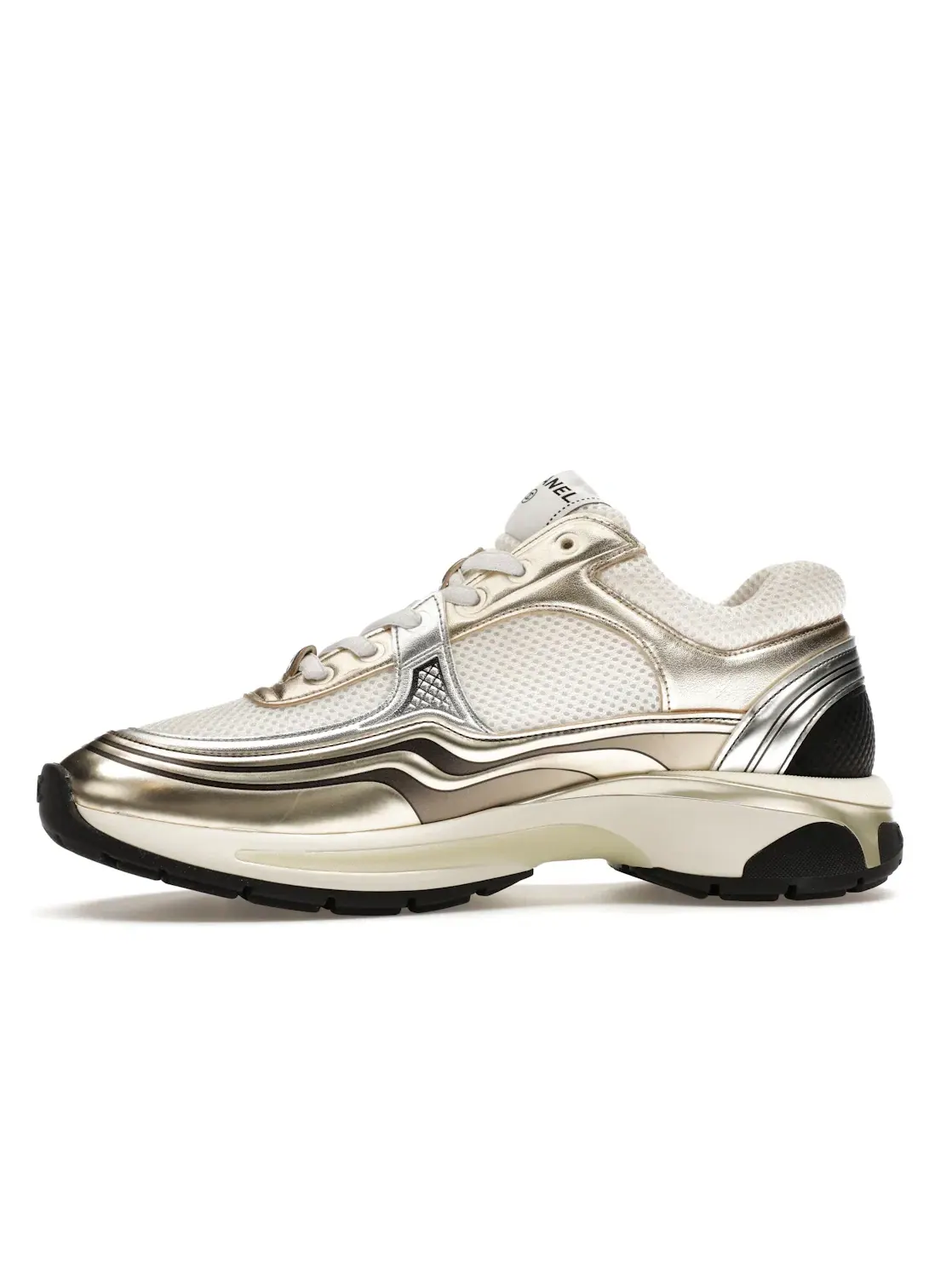 Женские кроссовки с золотистым покрытием Chanel CC Runner — изображение 3 из 4, золотистый/белый/черный