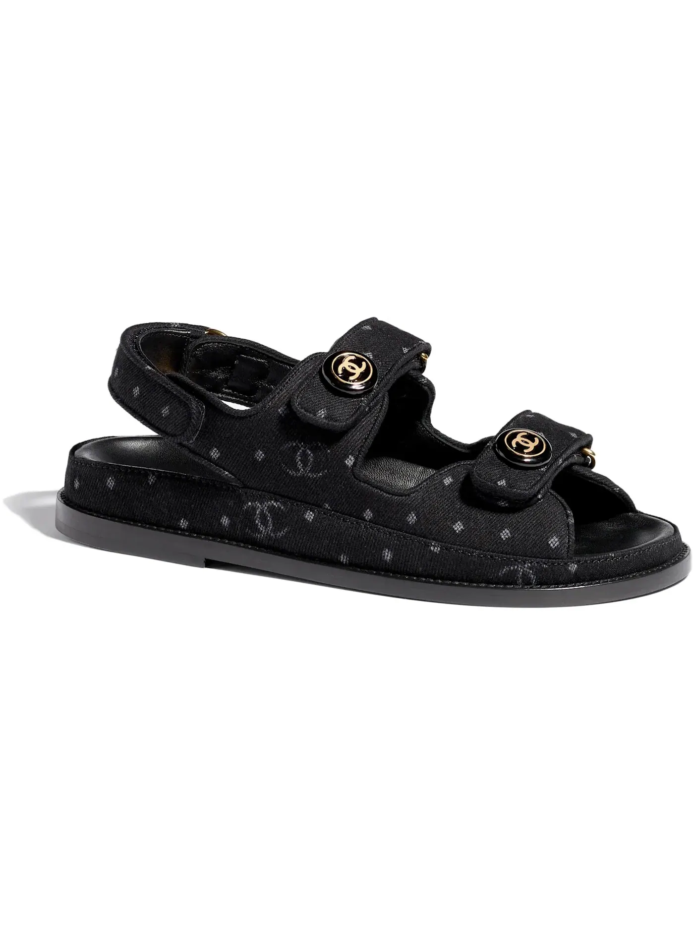 Женские сандалии с принтом Chanel Printed Sandal Chanel — изображение 1 из 2, черный/золотистый