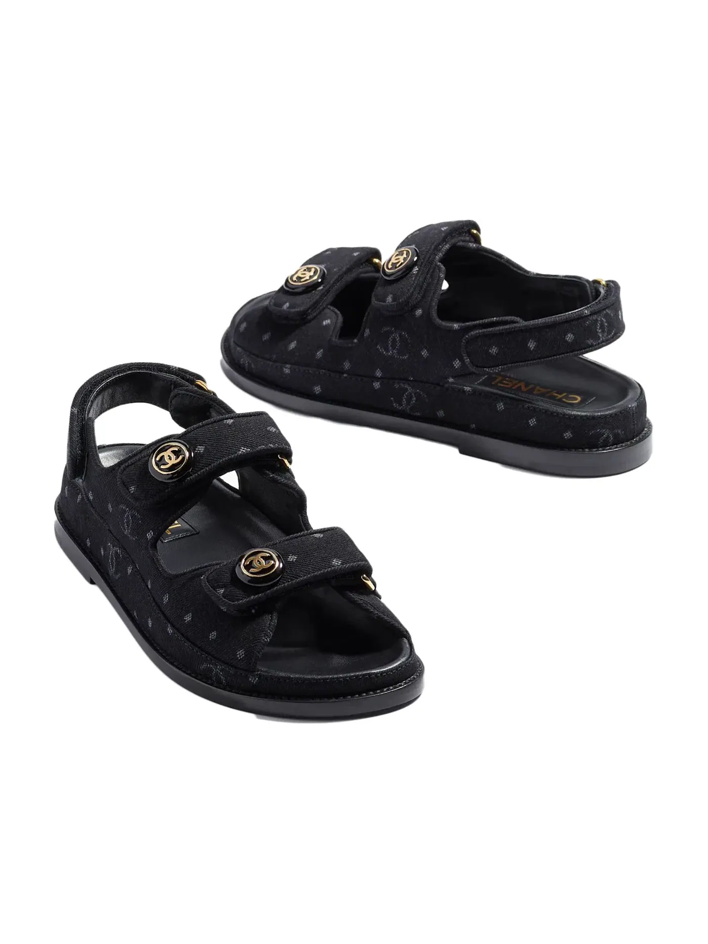 Женские сандалии с принтом Chanel Printed Sandal Chanel — изображение 2 из 2, черный/золотистый