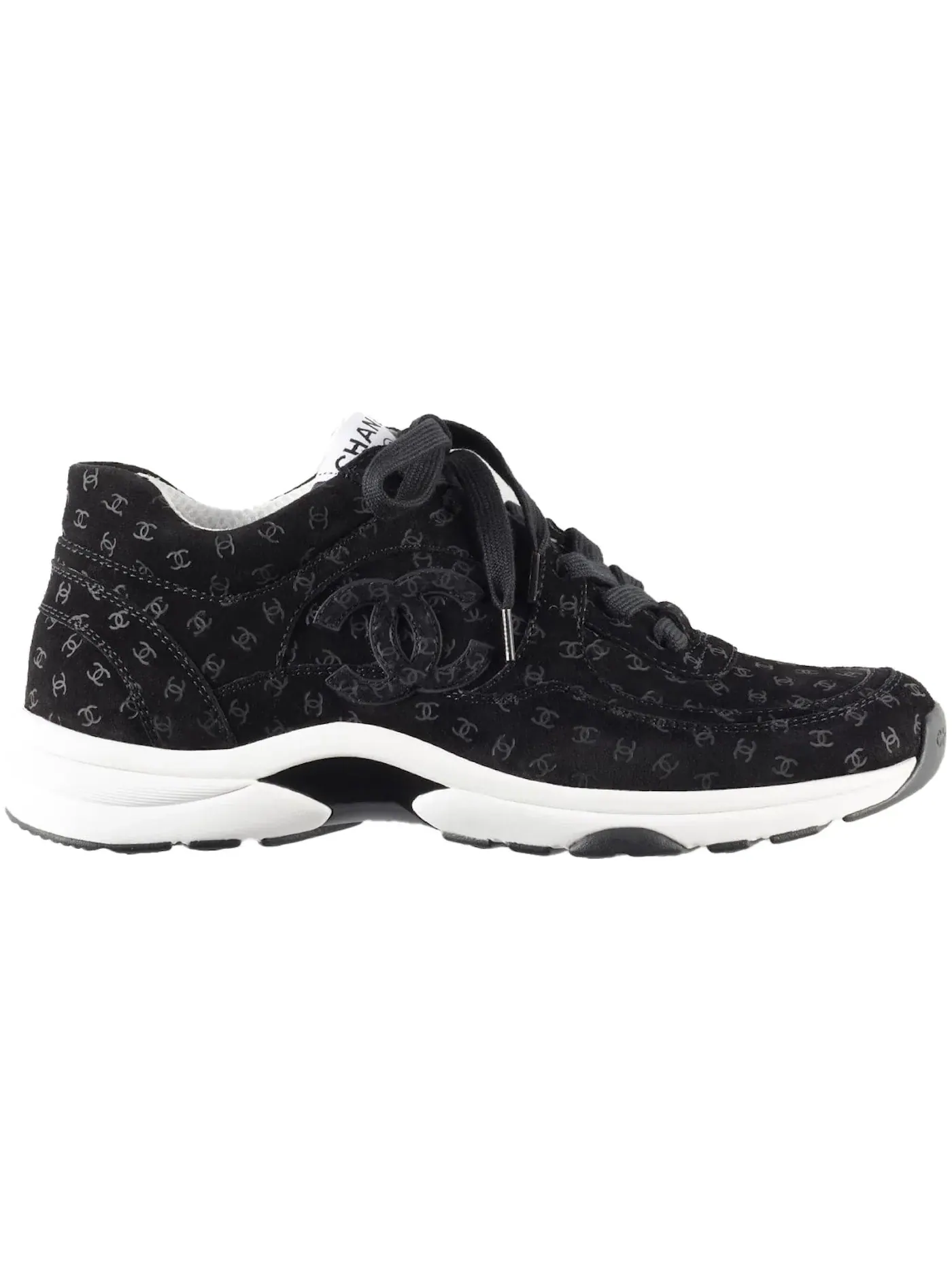 Женские кроссовки с принтом Chanel Suede Trainer Chanel — изображение 1 из 1, черный