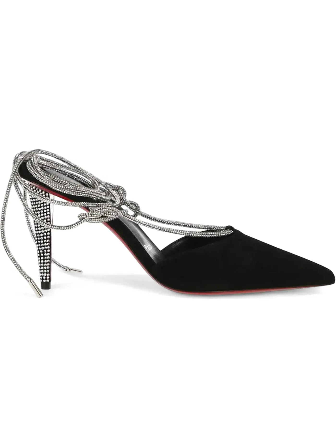 Женские туфли на каблуке с кружевом и стразами Christian Louboutin Astrid Lace Strass Pointed-Toe Pumps