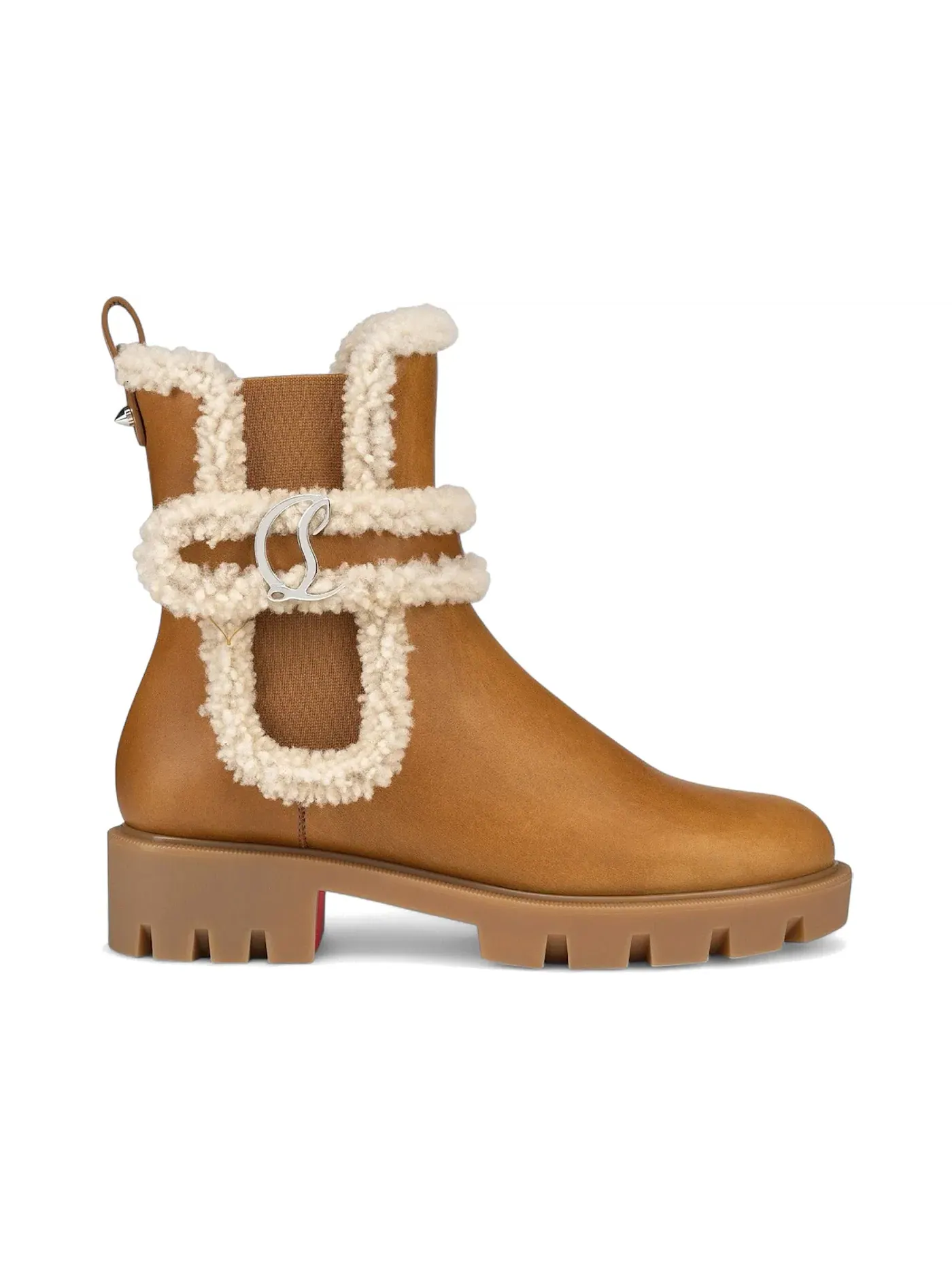 Женские ботинки на плоской подошве Christian Louboutin CL Chelsea Booty Lug Flat — изображение 1 из 1, бежевый