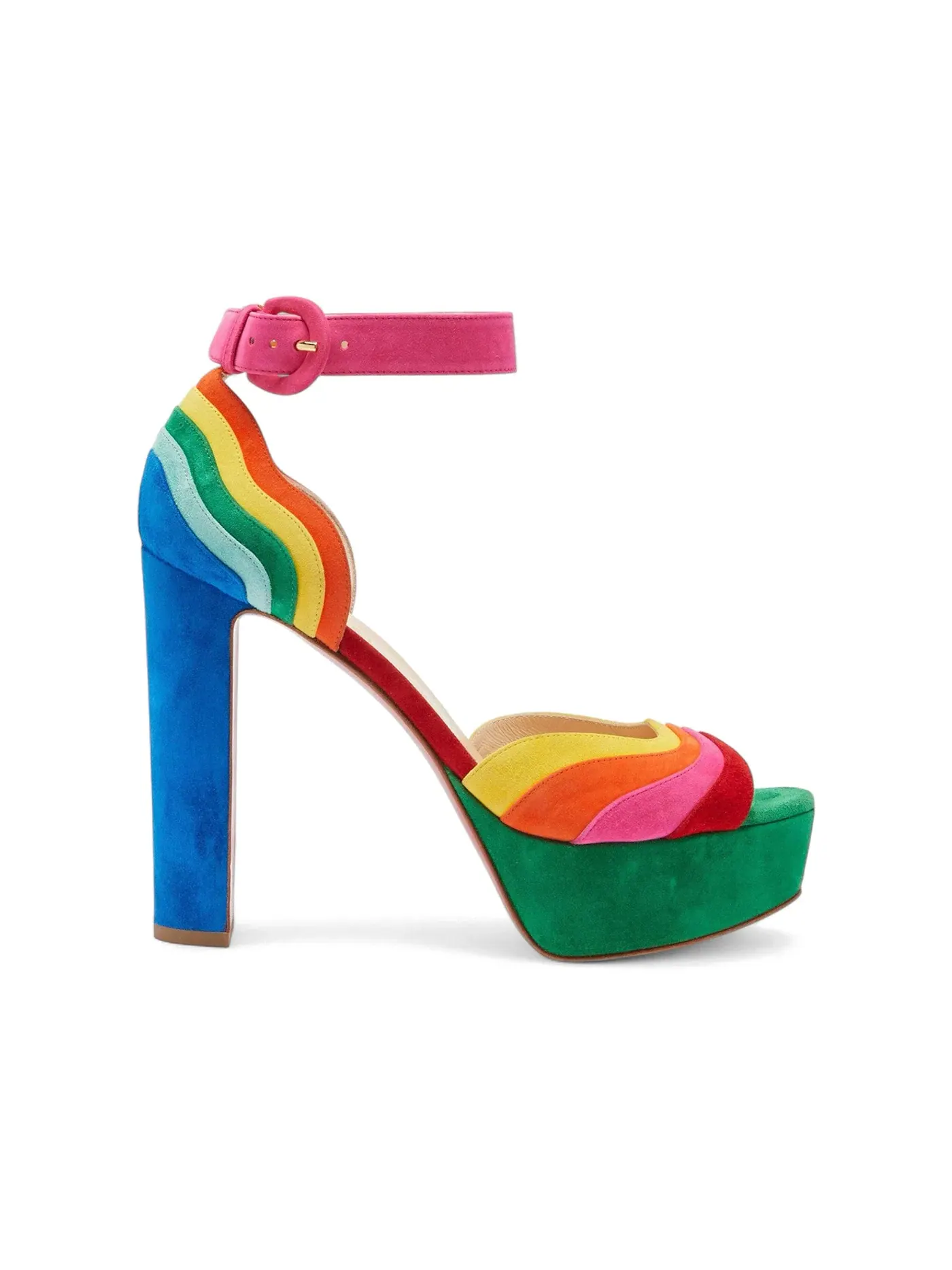 Женские босоножки на каблуке Christian Louboutin Degratissimo Alta 130 VV/Suede Sandal Heels — изображение 1 из 1, мульти