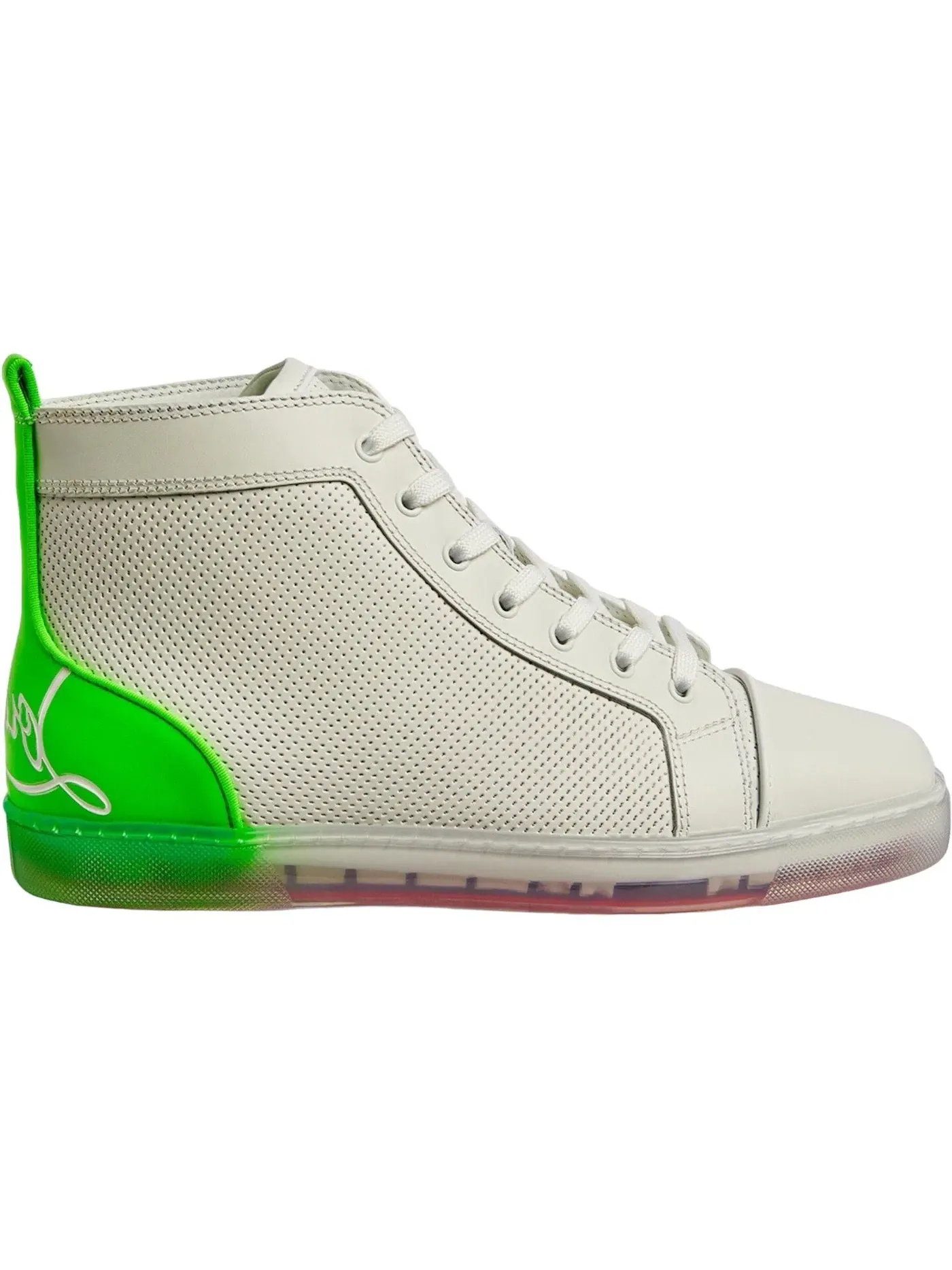 Мужские кроссовки с принтом Christian Louboutin Fun Louis Flat — изображение 1 из 1, белый зеленый