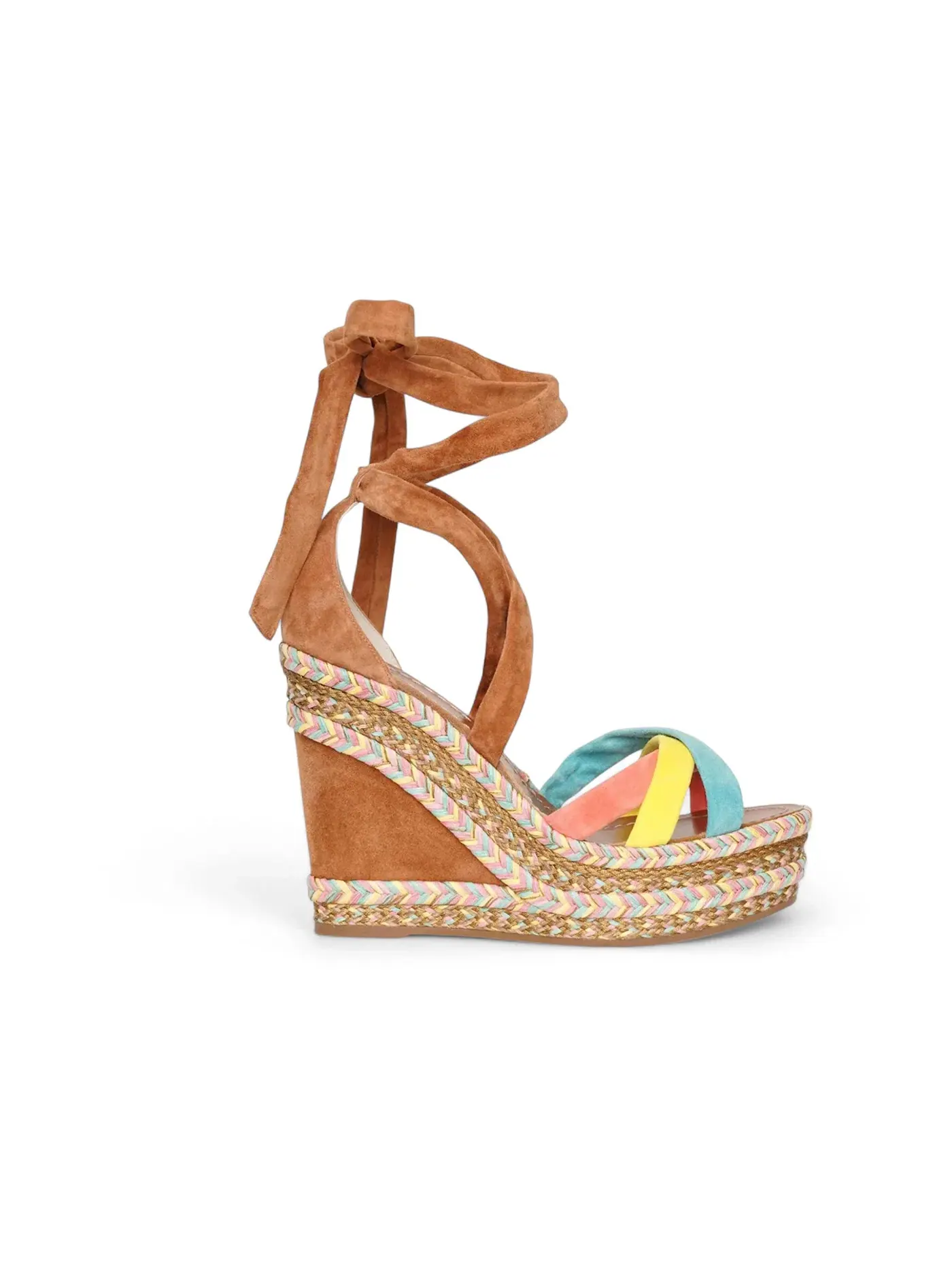 Женские туфли на каблуке с принтом Christian Louboutin Lagoadonna 120 Veau Velours Wedge — изображение 1 из 1, мульти