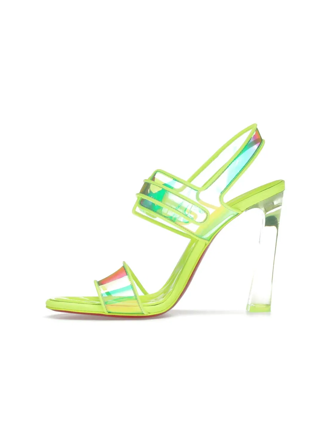 Женские босоножки на каблуке из ПВХ и кожи Loubi Duniss 100 Christian Louboutin — изображение 3 из 4, желтый