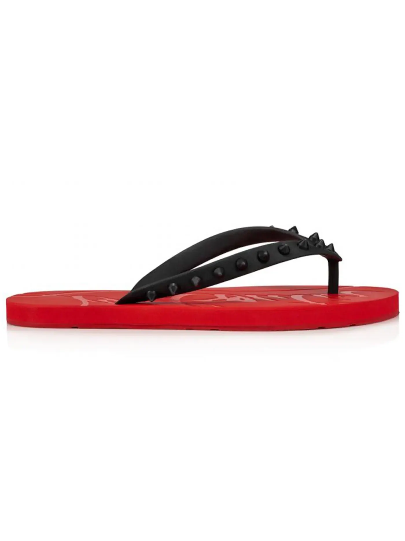 Женские шлепанцы с принтом Christian Louboutin Loubi Flip Slide — изображение 1 из 1, черный/красный
