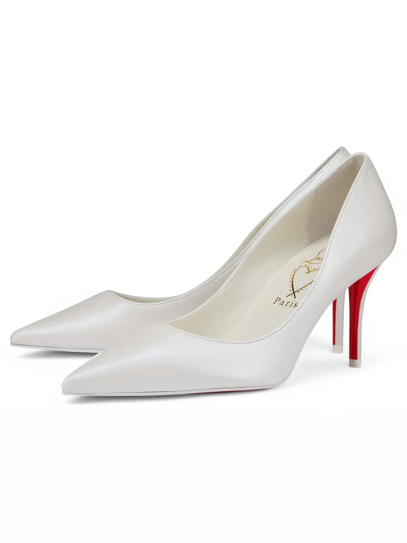Женские туфли на каблуке с перламутровой кожей Christian Louboutin Miss Z 80mm Pump — изображение 2 из 2, белый