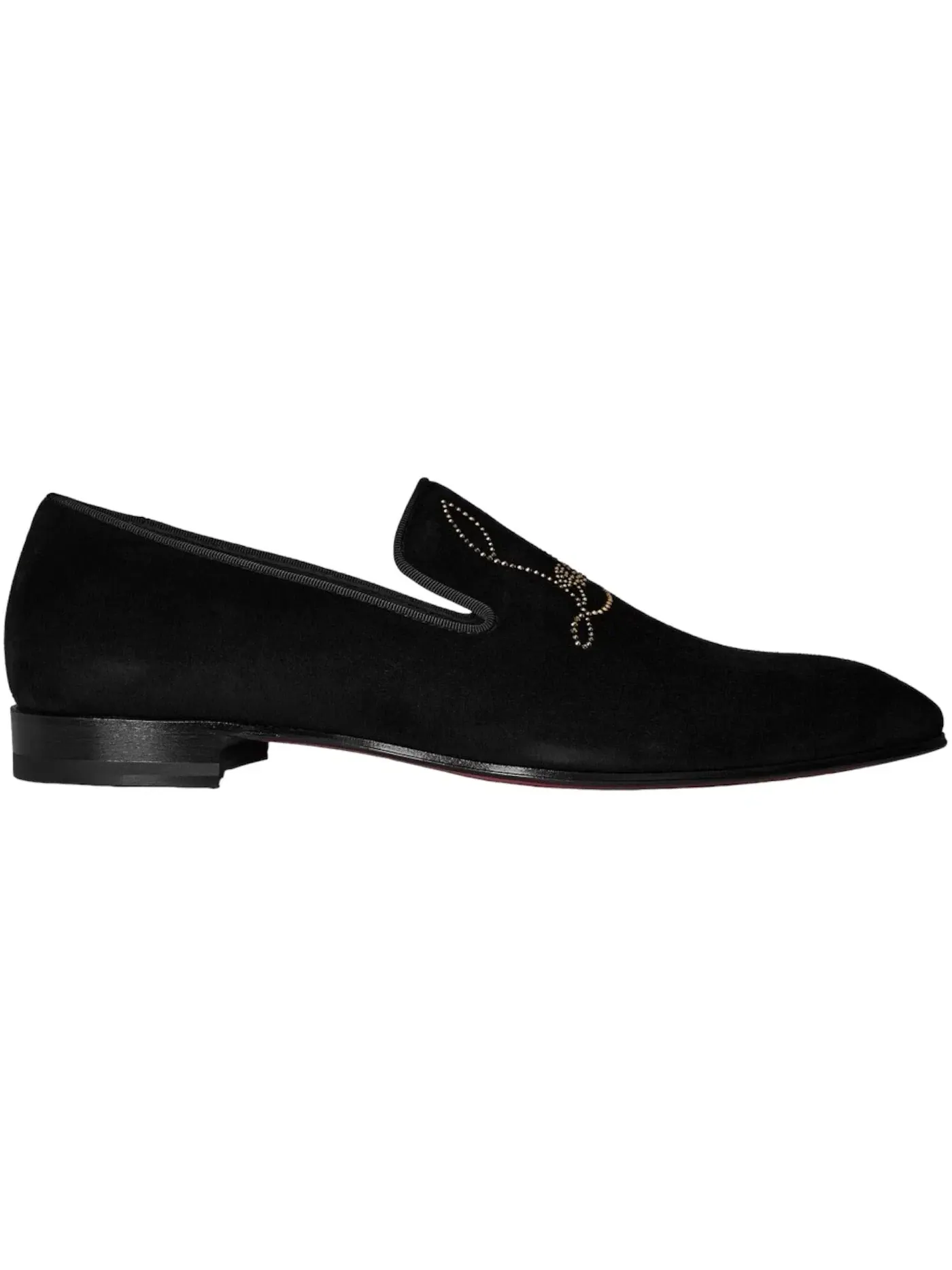 Мужские лоферы с принтом Christian Louboutin Navy Dandelion Strass Flat Veau Velours — изображение 1 из 1, черный