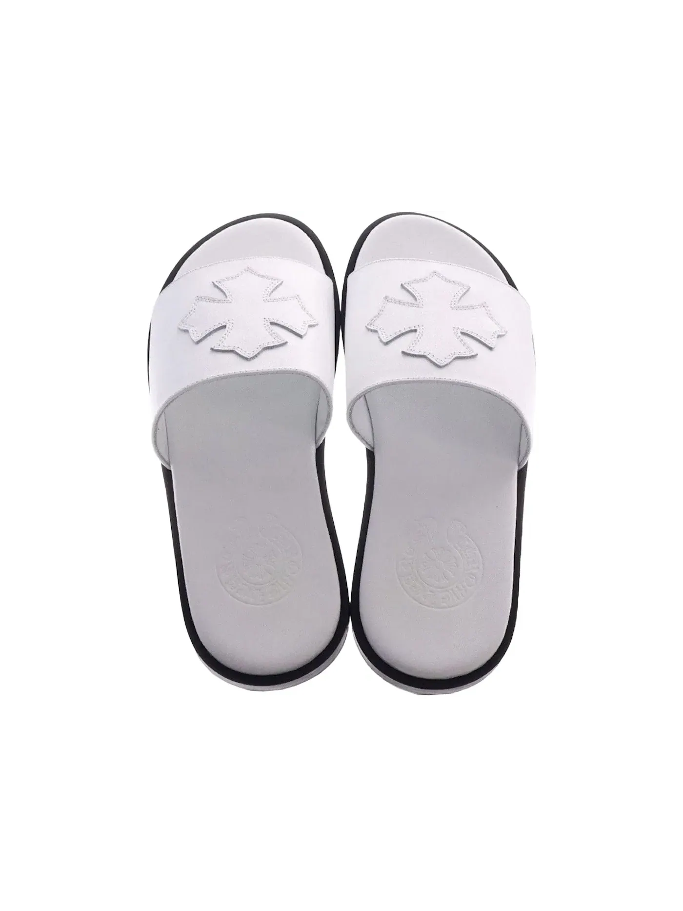 Мужские шлепанцы Chrome Hearts Leather Slides — изображение 2 из 2, белый