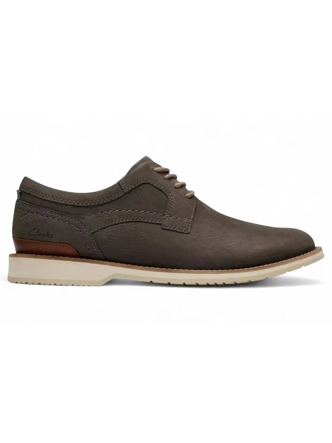 Мужские оксфорды из замши Monahan Plain Clarks — изображение 1 из 1, камень