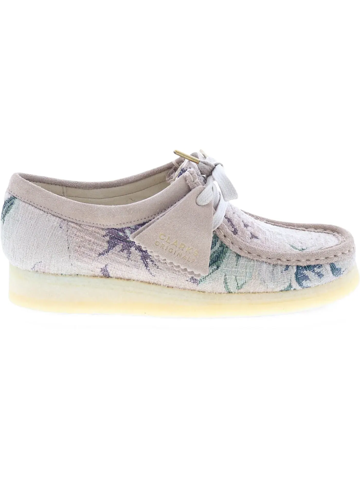 Женские оксфорды Grey Floral Suede Clarks Originals Wallabee — изображение 1 из 1, серый
